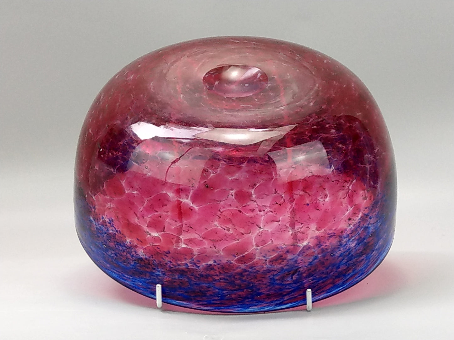 Art Deco Monart glass bowl in cranberry and blue c1930