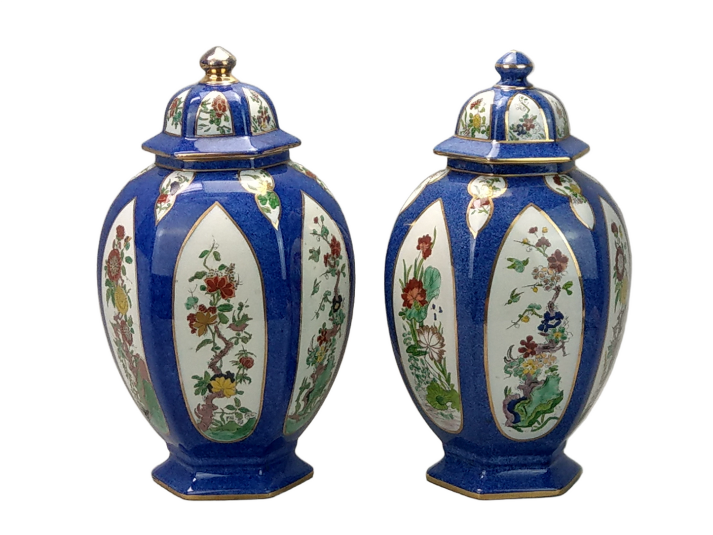 Large Temple Jars Kang Hsi Wilton Wear Harley Jones Blue with Famille Verte design