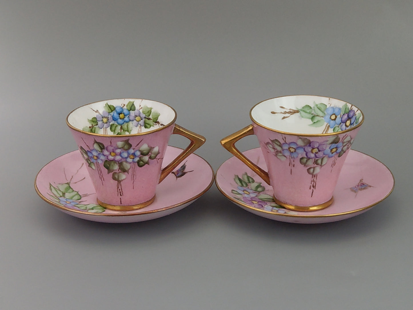 Art Deco Pink Teacups and Saucer by Morag Skinner