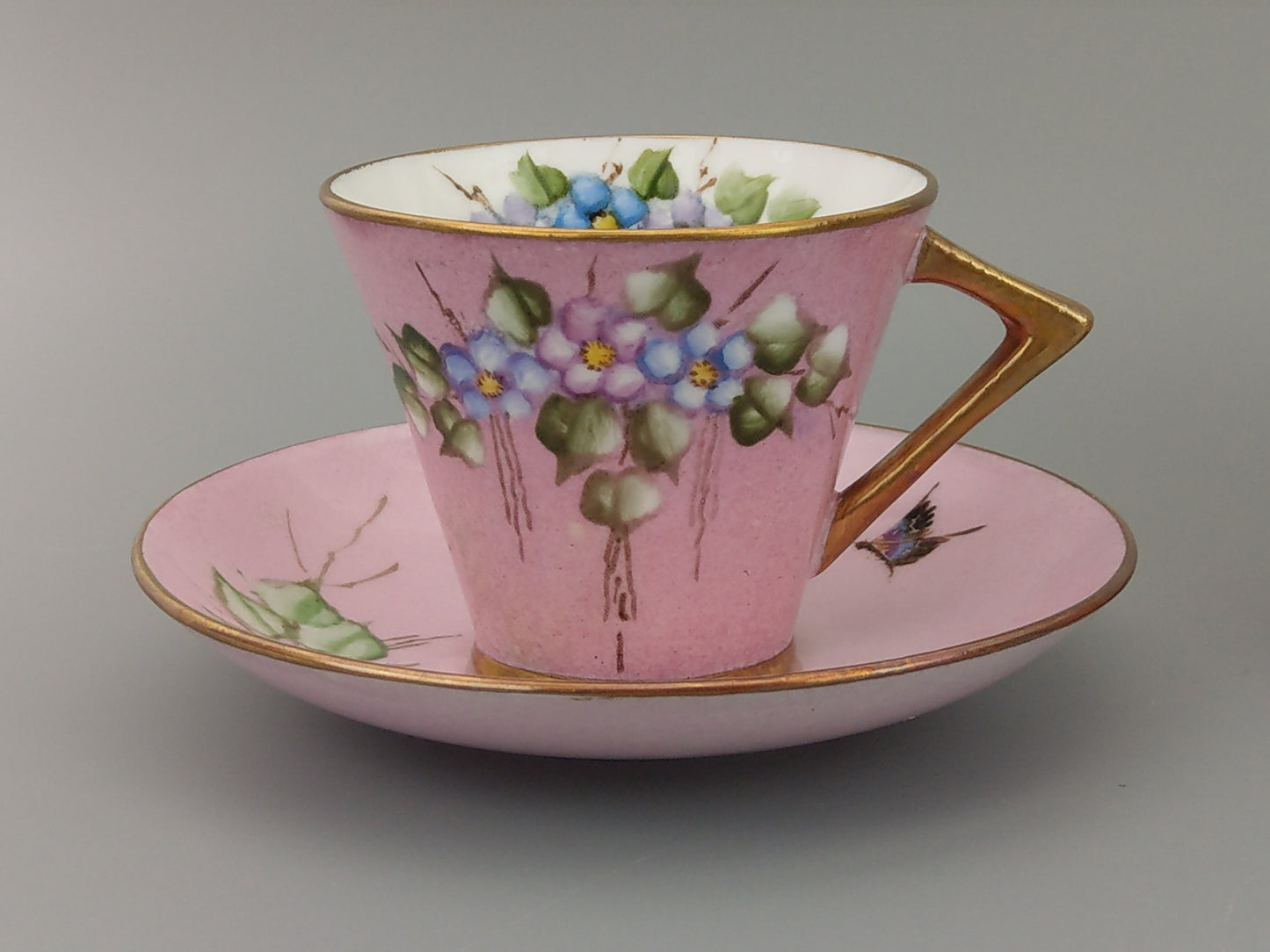 Art Deco Pink Teacups and Saucer by Morag Skinner