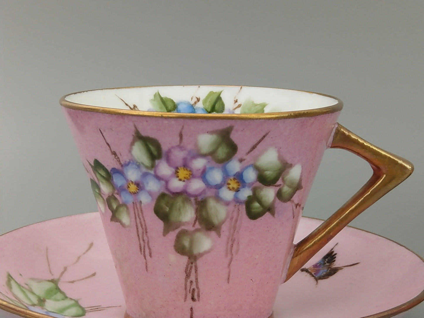 Art Deco Pink Teacups and Saucer by Morag Skinner