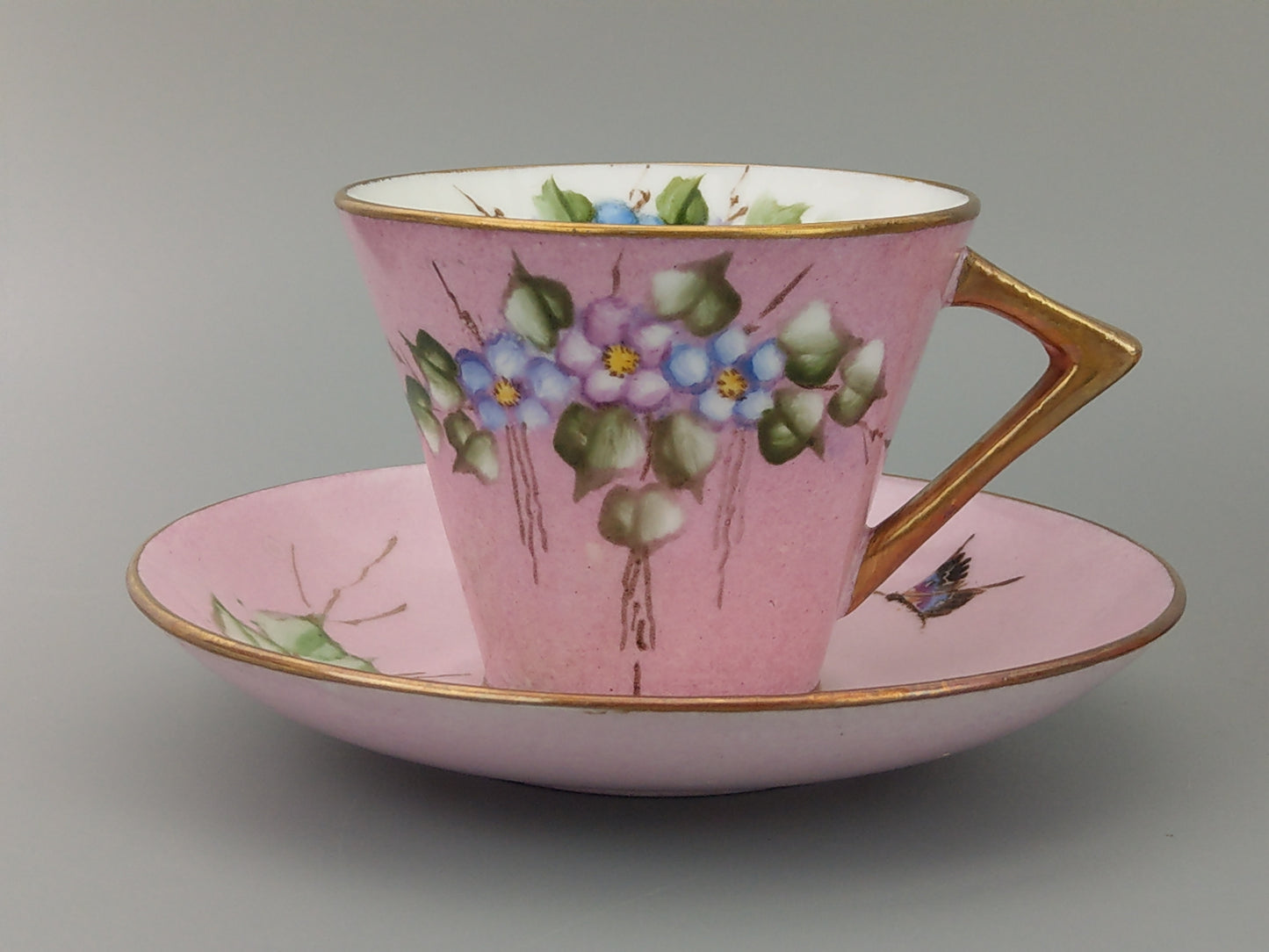 Art Deco Pink Teacups and Saucer by Morag Skinner