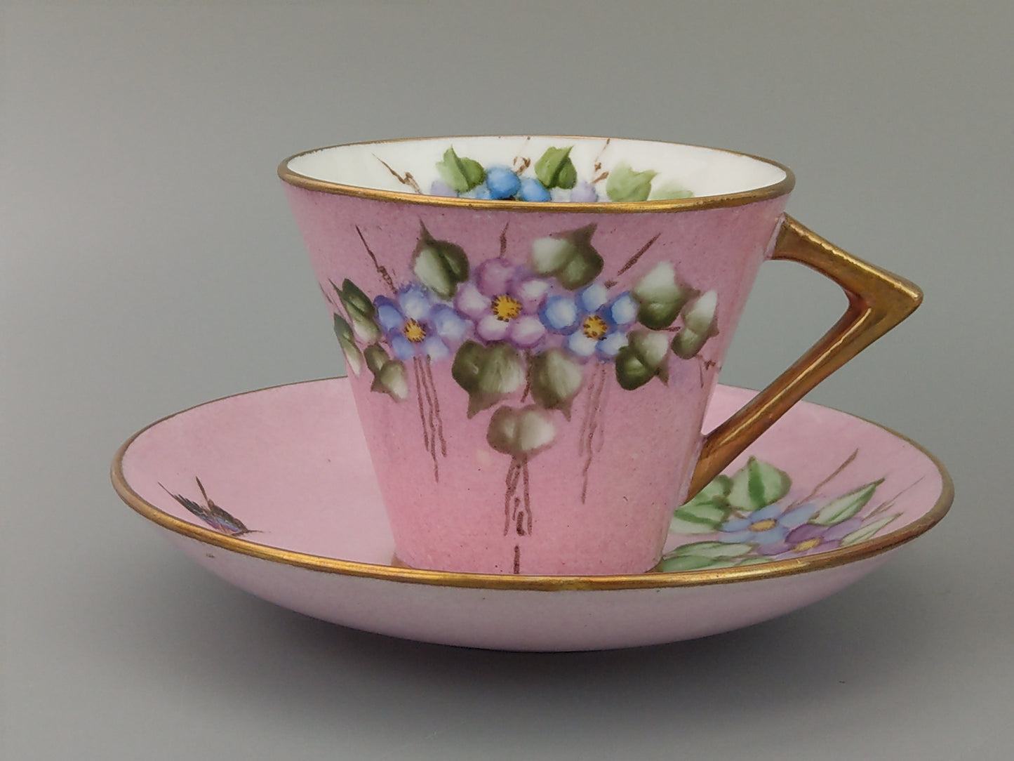 Art Deco Pink Teacups and Saucer by Morag Skinner