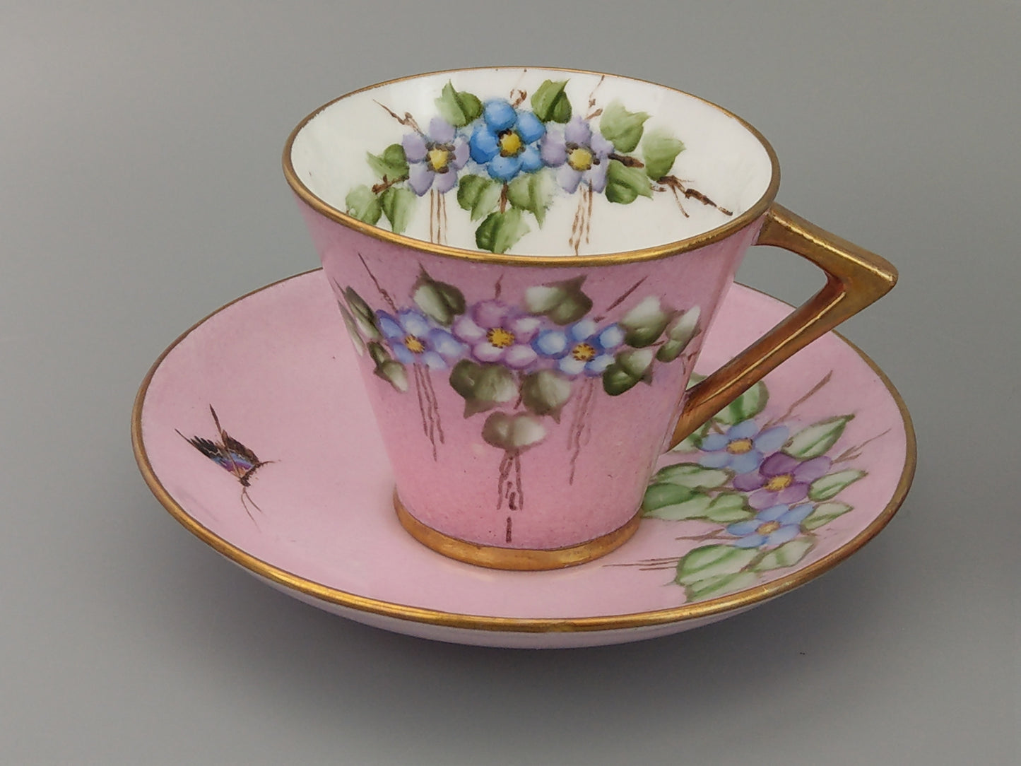 Art Deco Pink Teacups and Saucer by Morag Skinner