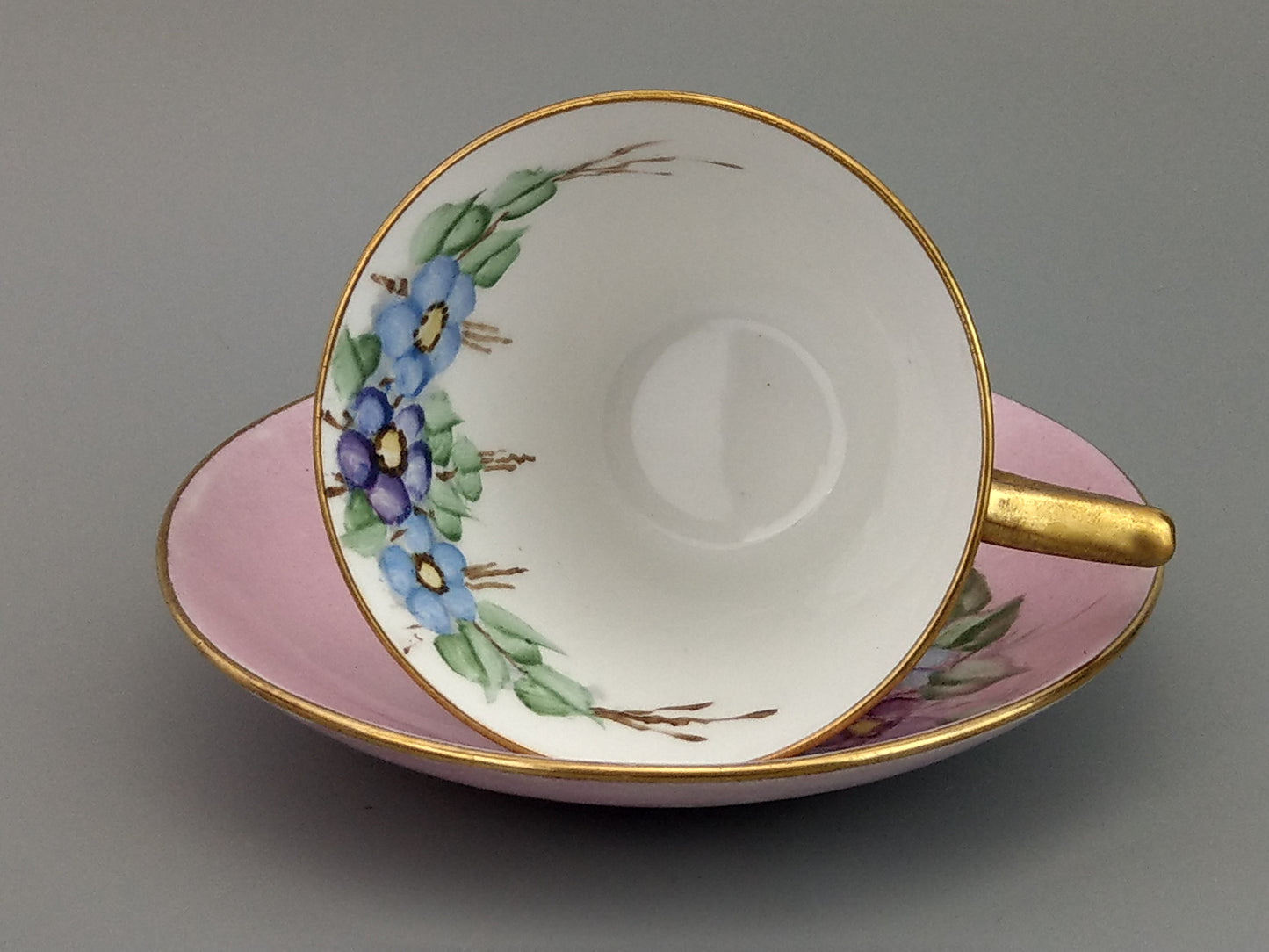 Art Deco Pink Teacups and Saucer by Morag Skinner