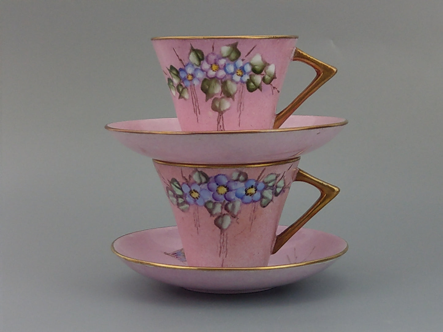 Art Deco Pink Teacups and Saucer by Morag Skinner