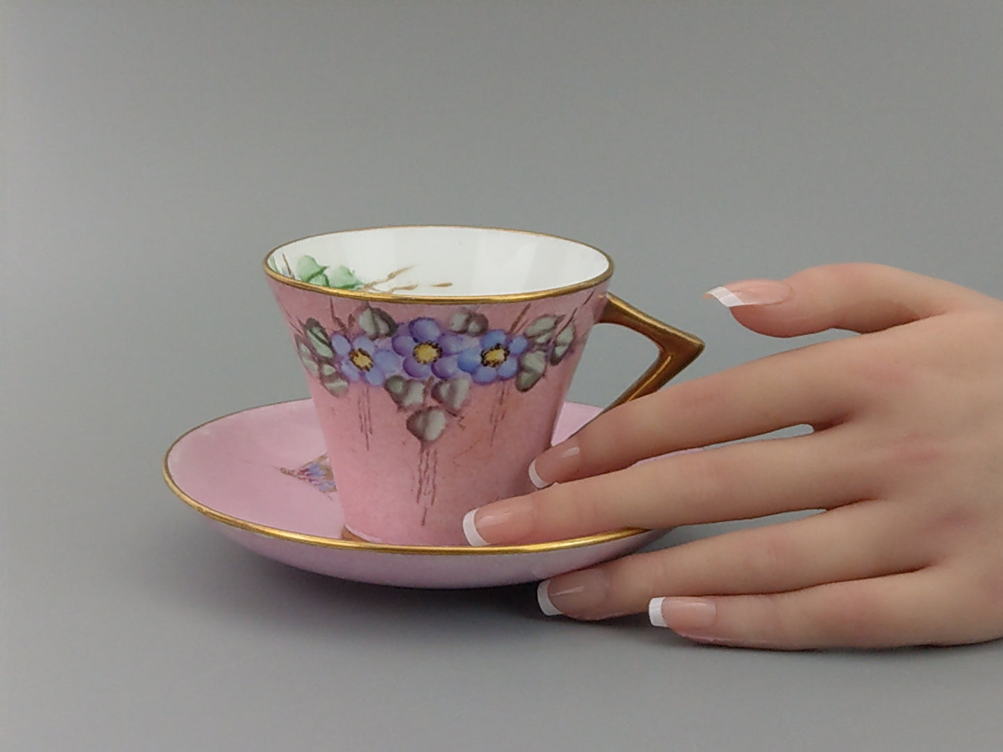 Art Deco Pink Teacups and Saucer by Morag Skinner