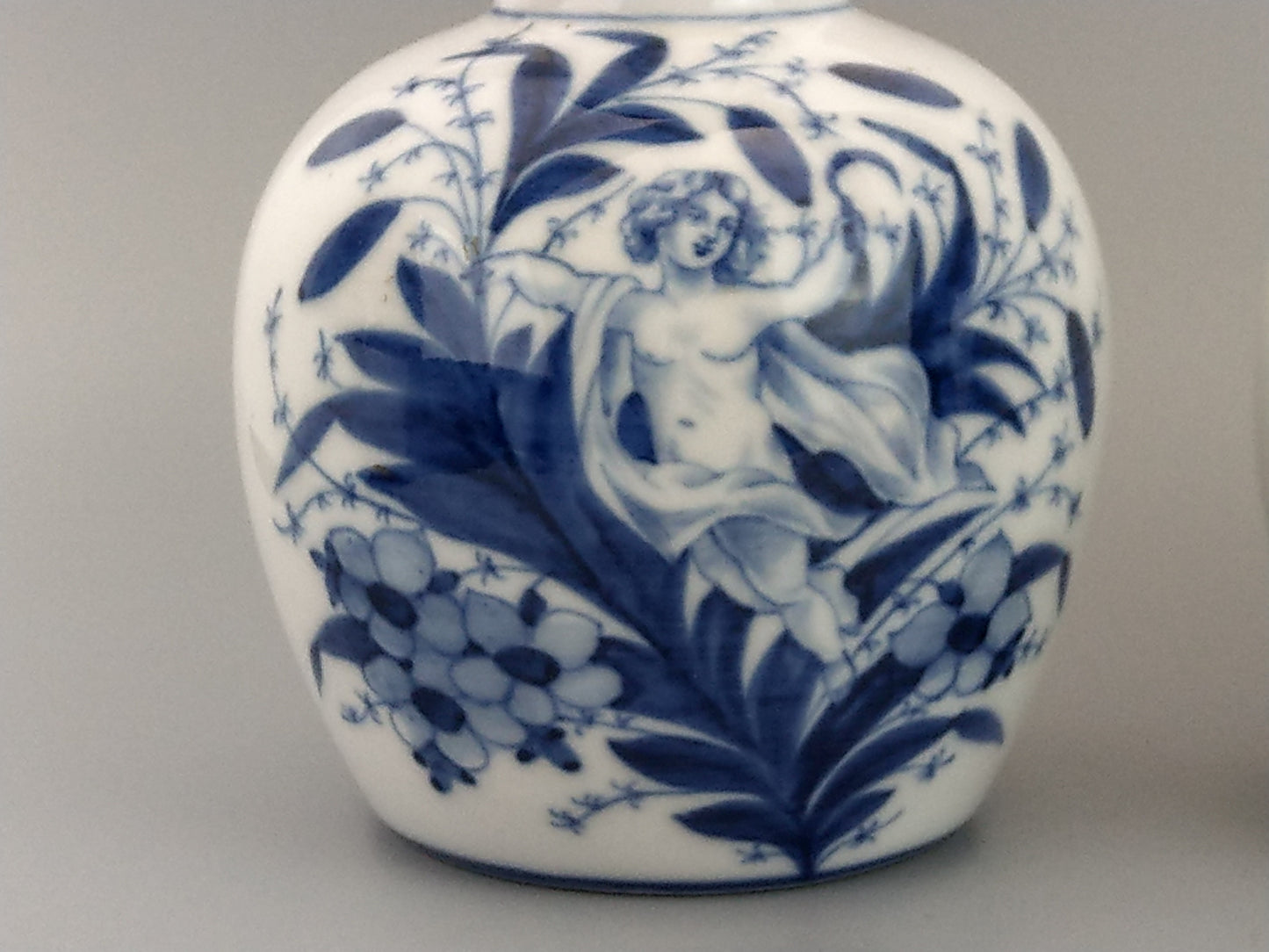 Pair of Blue and White Sitzendorf Porcelain Vases with Cherubs c.1897