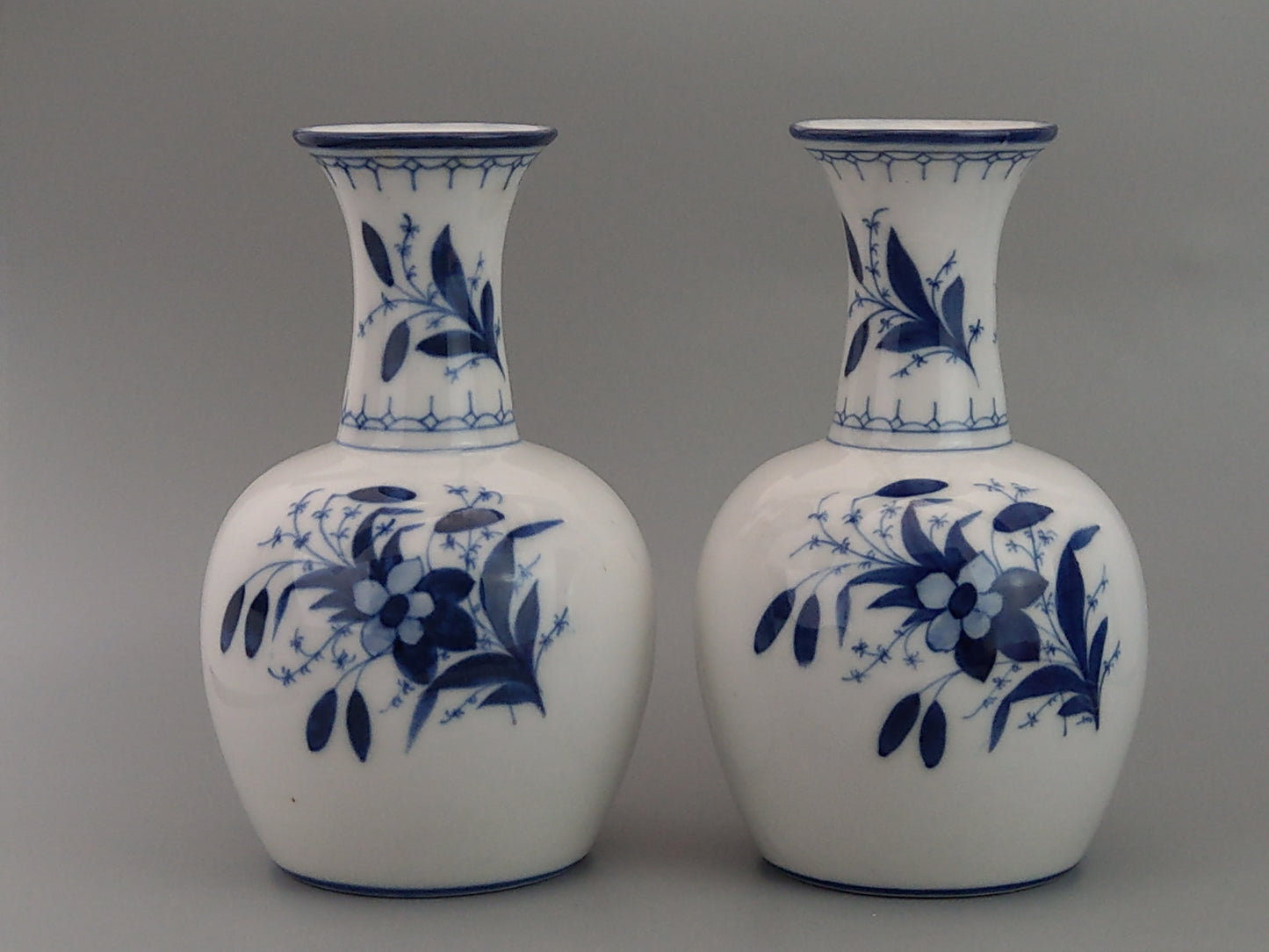 Pair of Blue and White Sitzendorf Porcelain Vases with Cherubs c.1897