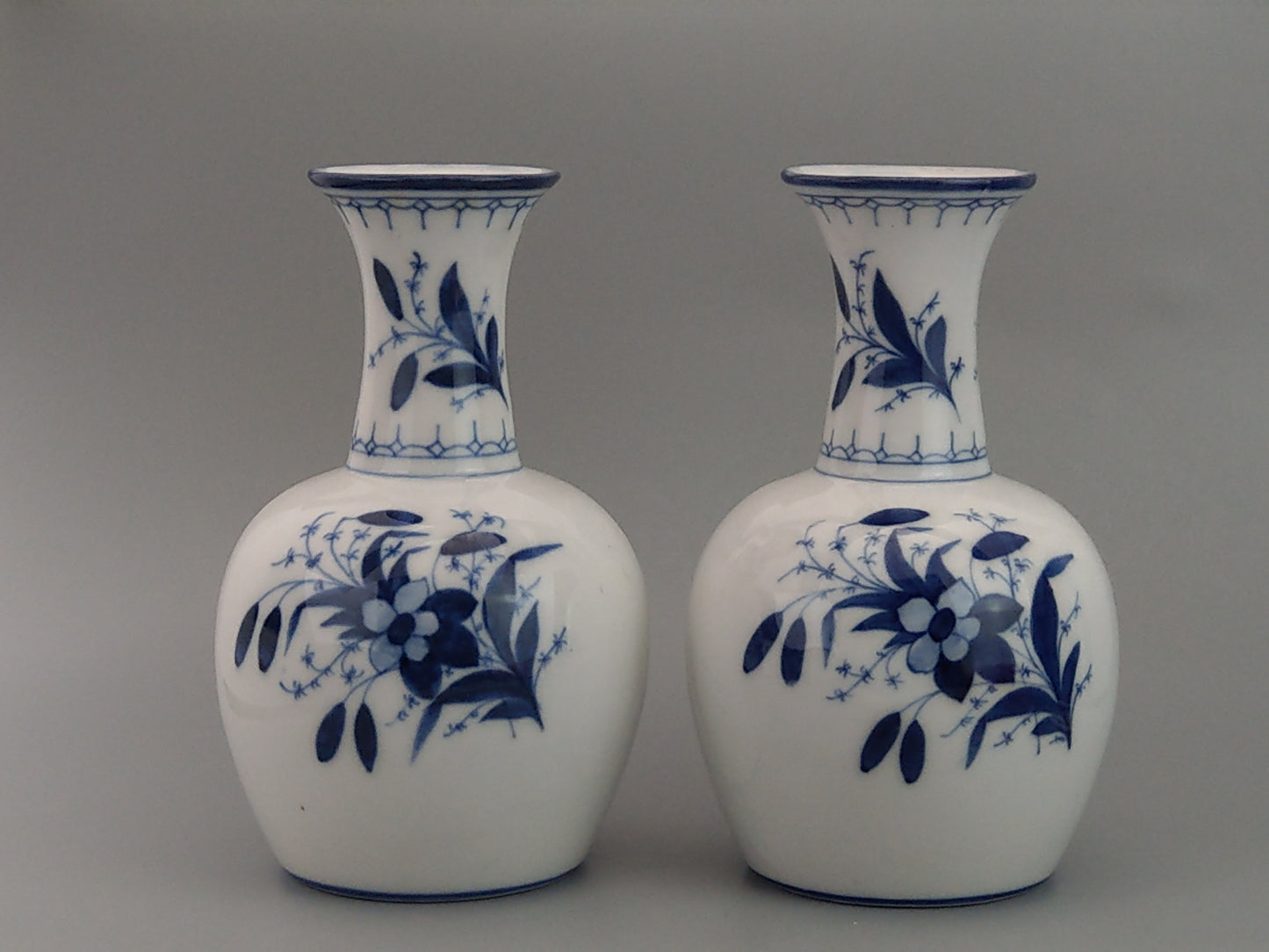 Pair of Blue and White Sitzendorf Porcelain Vases with Cherubs c.1897