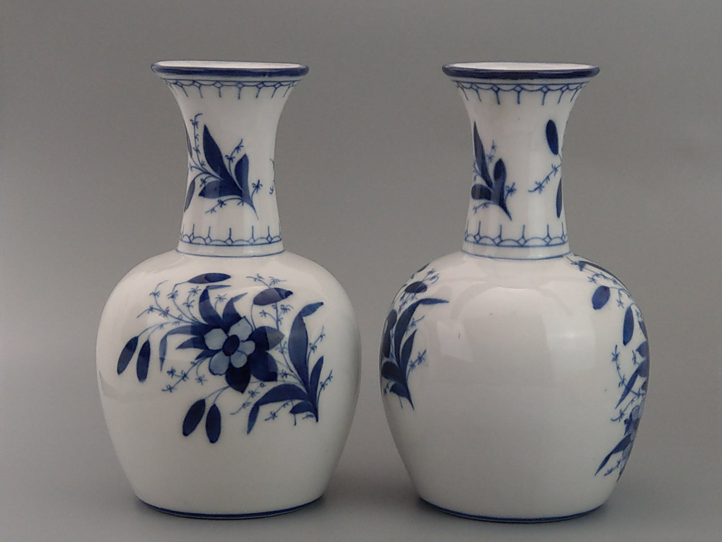 Pair of Blue and White Sitzendorf Porcelain Vases with Cherubs c.1897