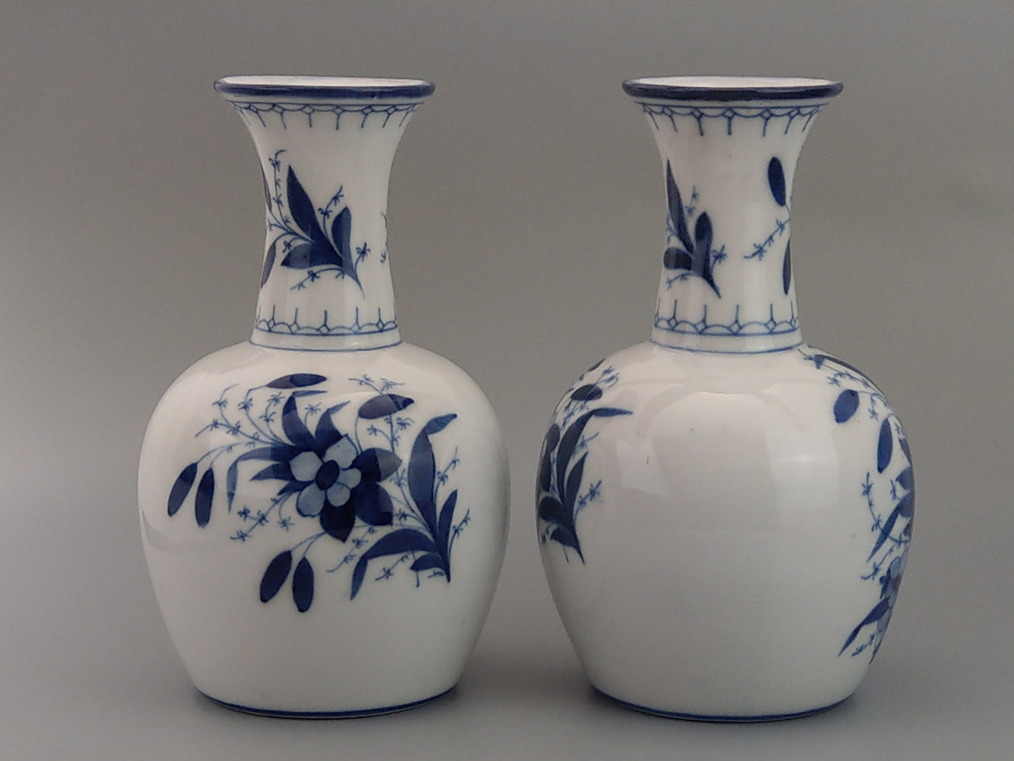 Pair of Blue and White Sitzendorf Porcelain Vases with Cherubs c.1897