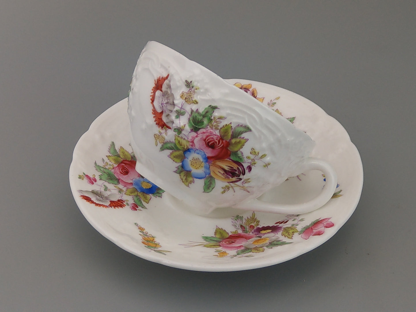 Flower sparys Teacup and Saucer Sevres Group Coalport