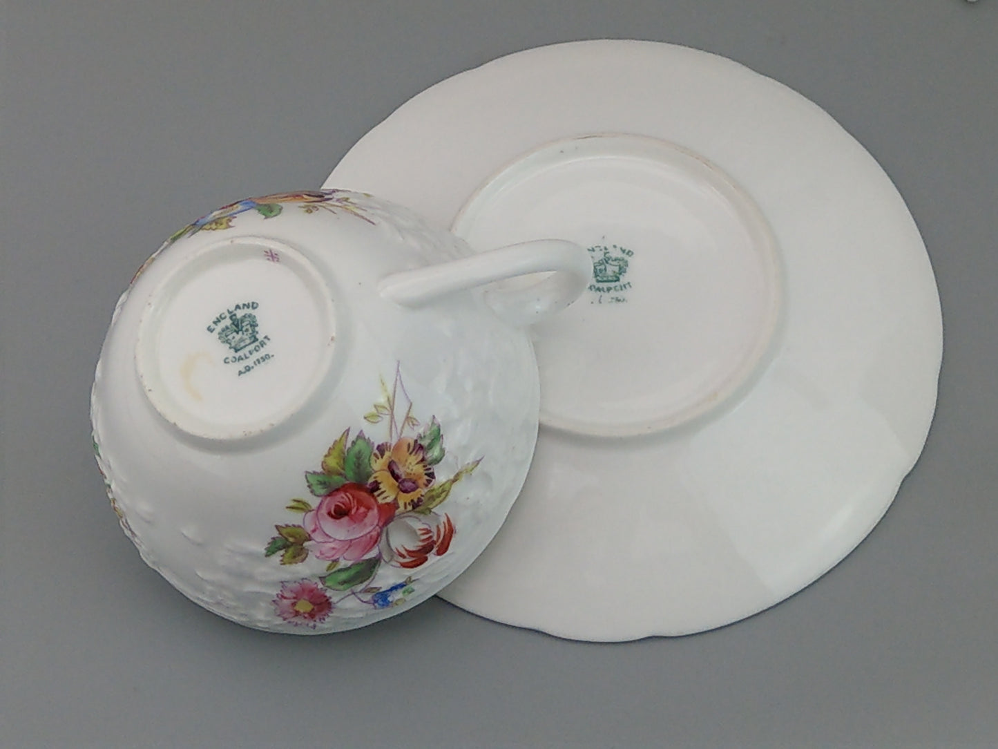 Flower sparys Teacup and Saucer Sevres Group Coalport