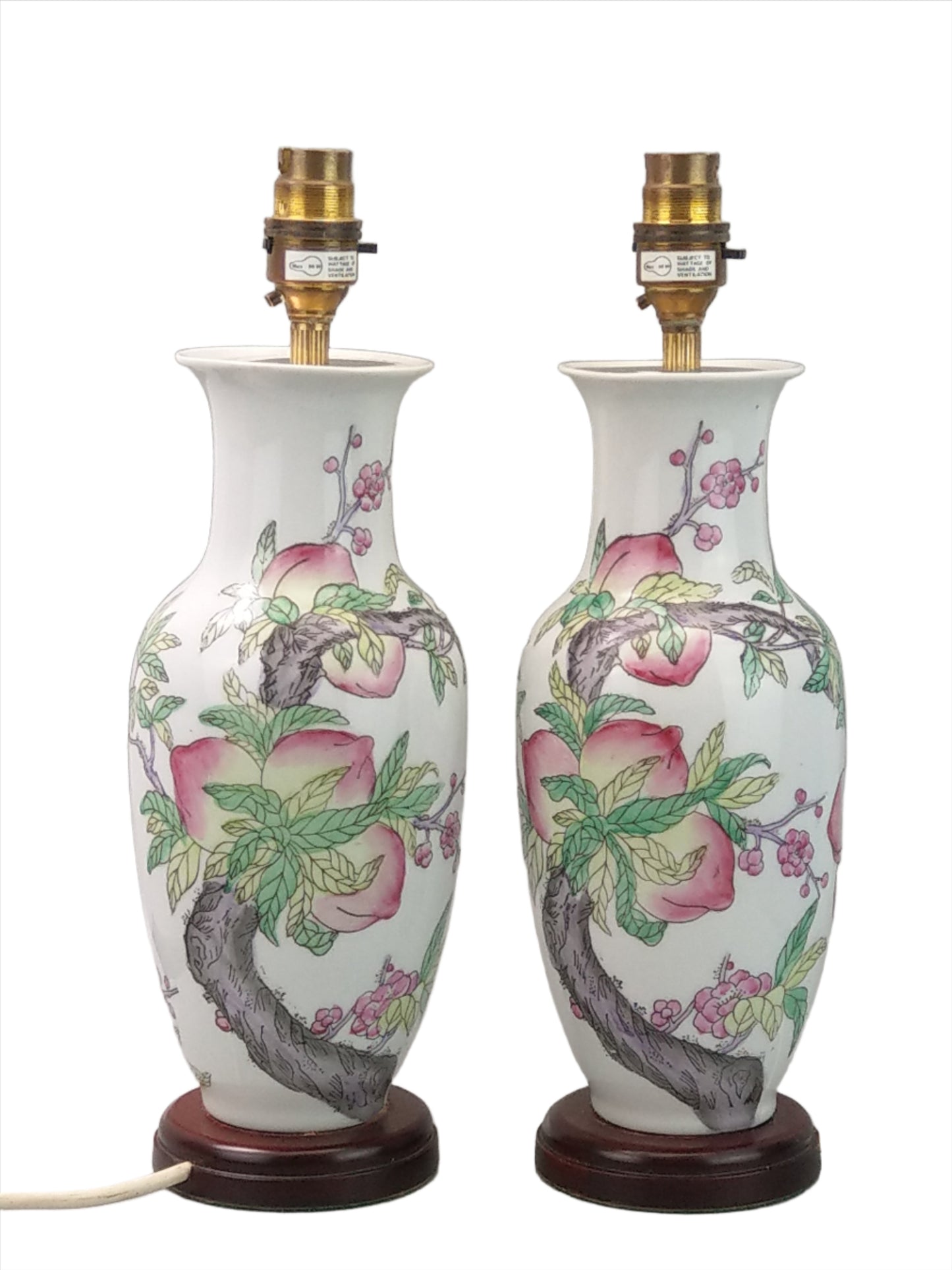 large Chinese lamp, Vase Lamp Chinese, Blue White lamp, chinese Style, chinese vase lamps, vase lamp peach, peach decor lamp, lamps with peaches, chinese peach lamps, pink peach decor, vintage peach lamp, porcelin peach lamp,