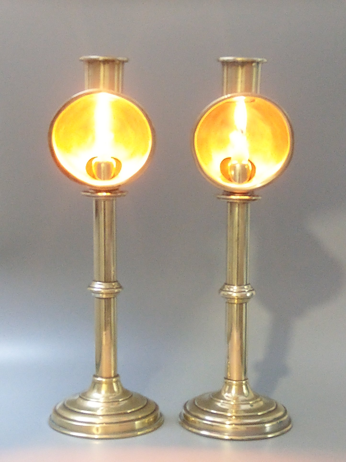 Antique Brass Student Lamps Candlesticks by Sherwood Ltd Birmingham