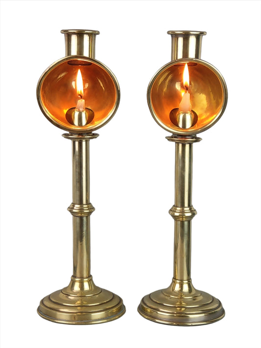 brass candlesticks, brass candle holders candlestick holders, candle holders, candlesticks, antique candlesticks, antique candlestick, Brass Student Lamps, Antique Brass Lamps, Student Lamps, candle reflector, Lamps Sherwood Ltd, Brass by Sherwood,