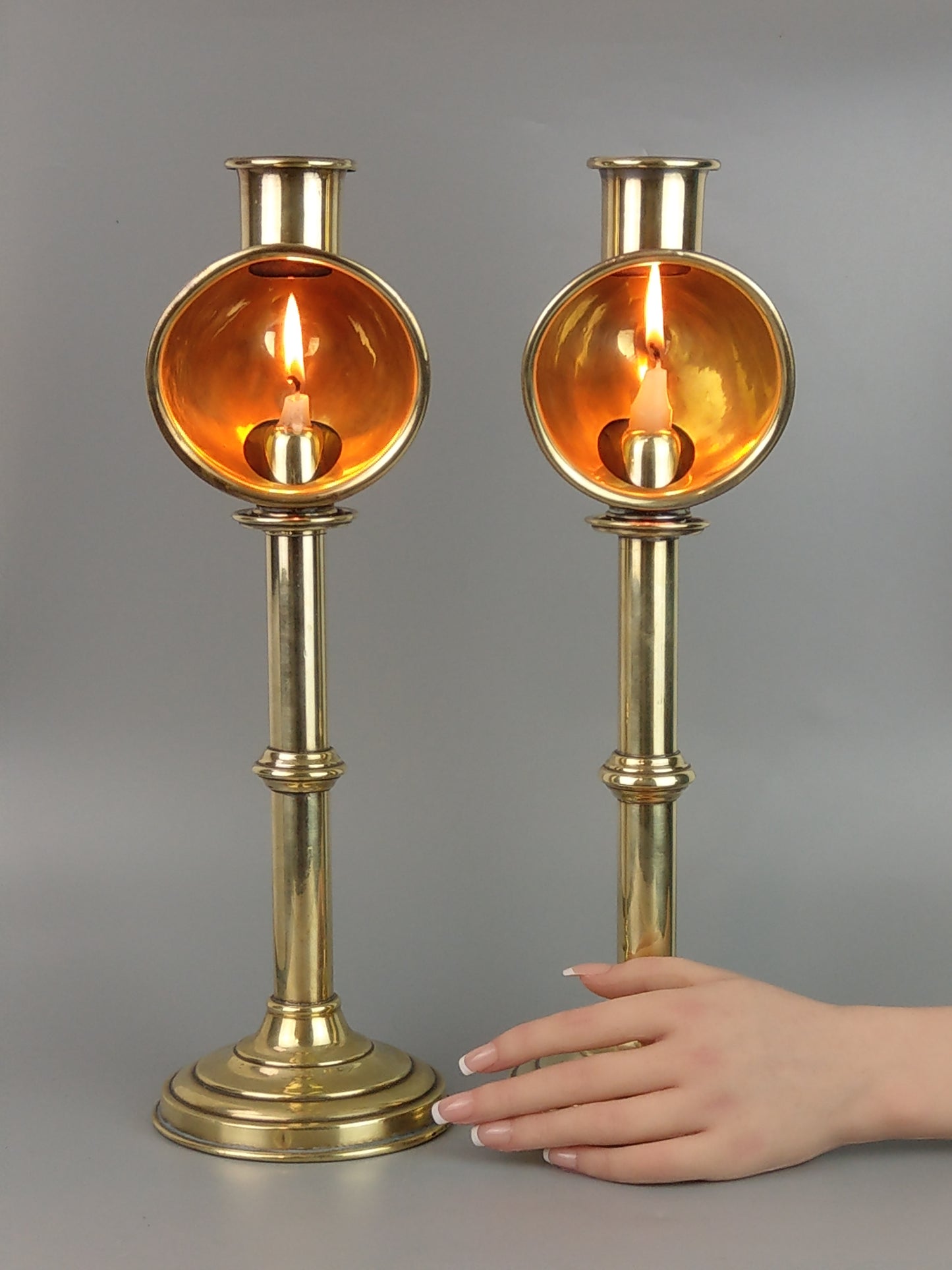 Antique Brass Student Lamps Candlesticks by Sherwood Ltd Birmingham