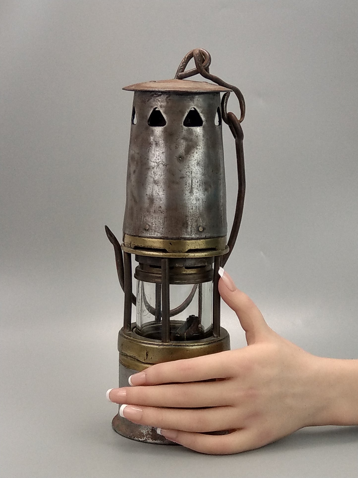 Wolf Miners Lamp Steel and Brass