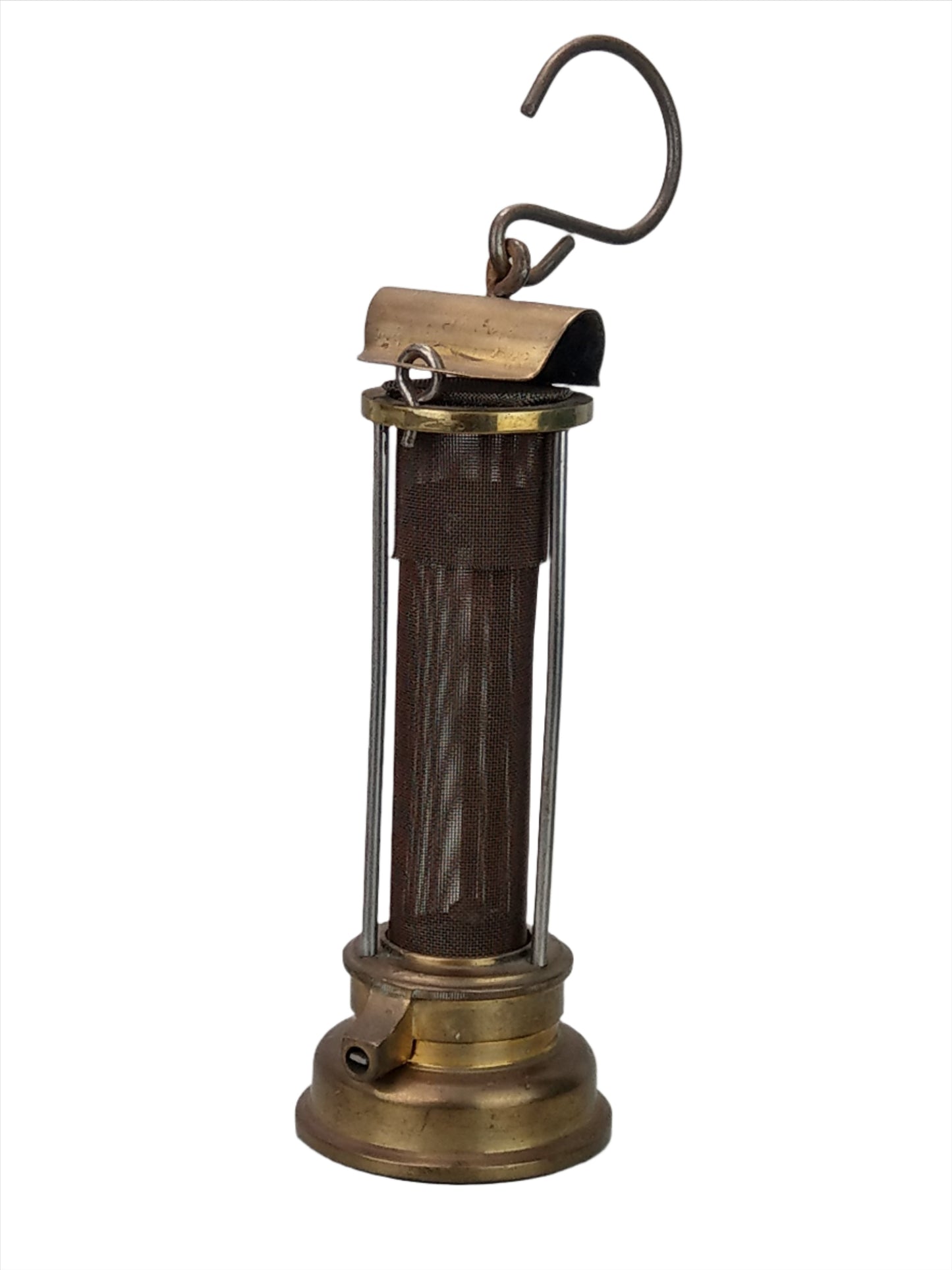 Antique brass Miner's lamp Davy type by E.Thomas and Williams