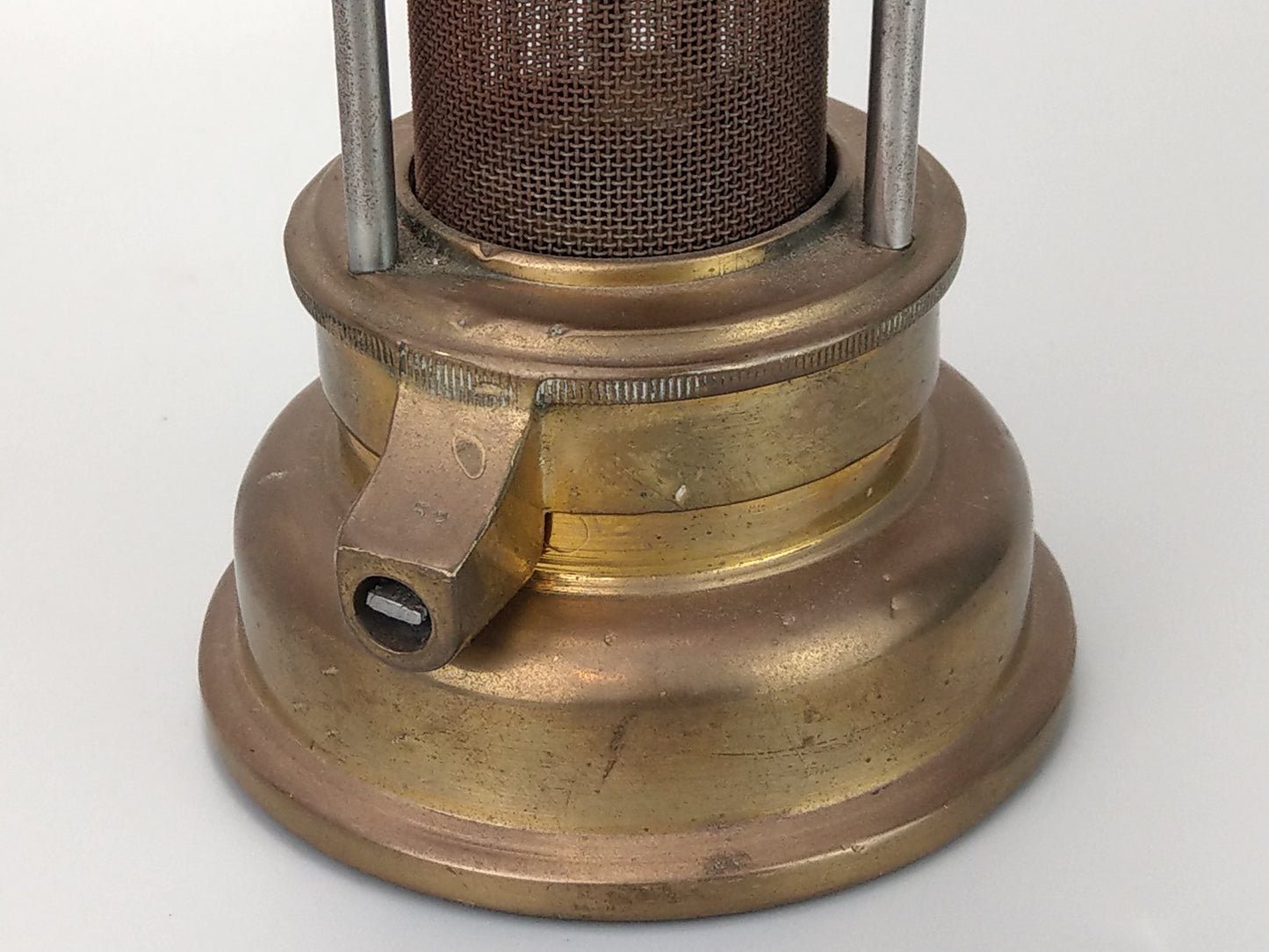 Antique brass Miner's lamp Davy type by E.Thomas and Williams