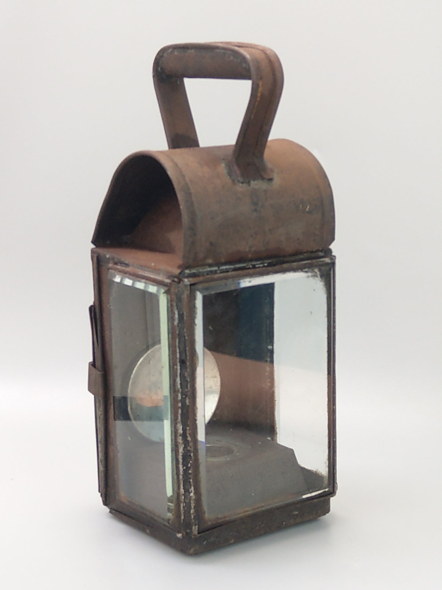 Victorian Railway Carriage oil Lamp with bevelled glass panels