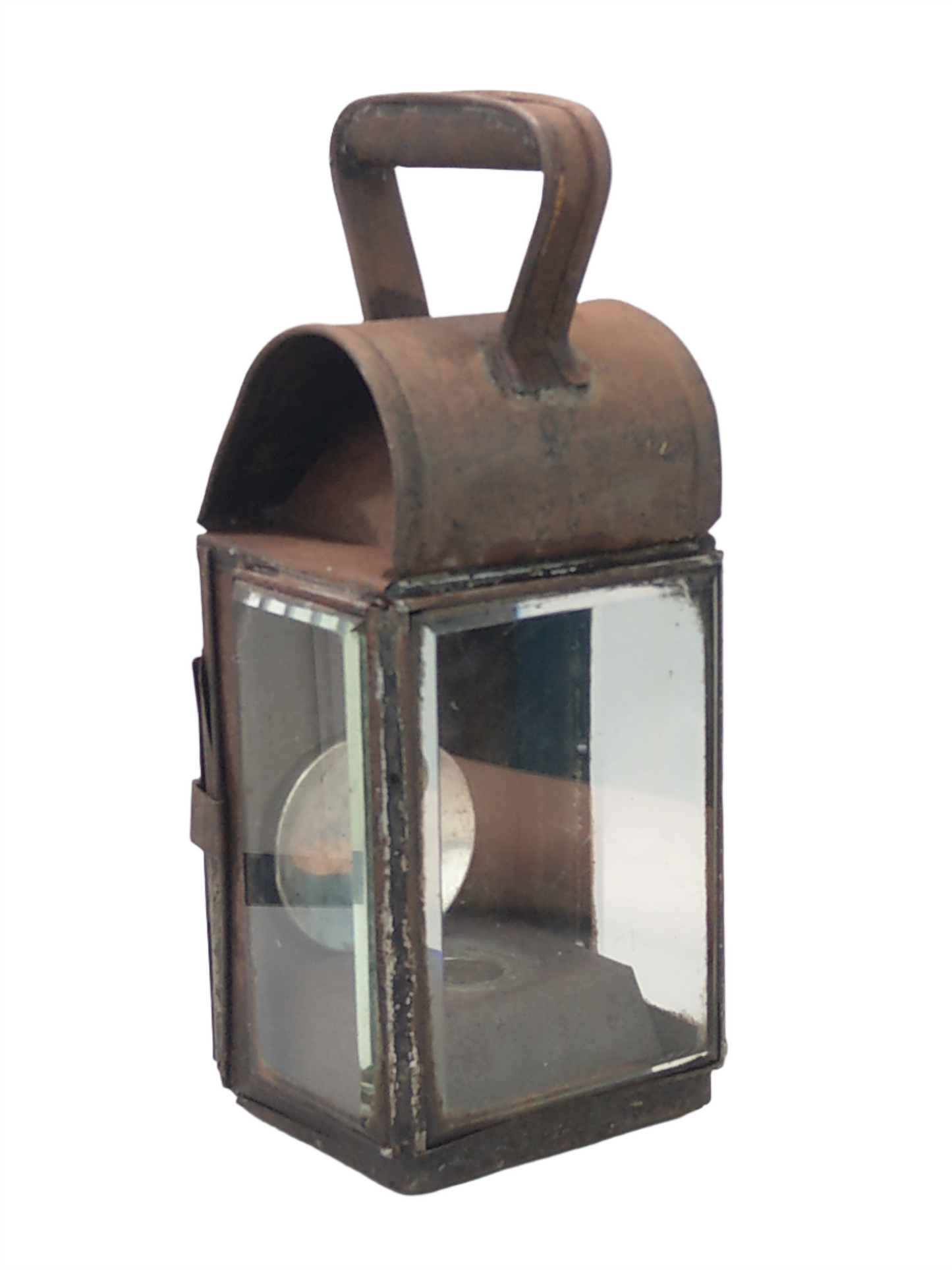 Victorian Railway Carriage oil Lamp with bevelled glass panels