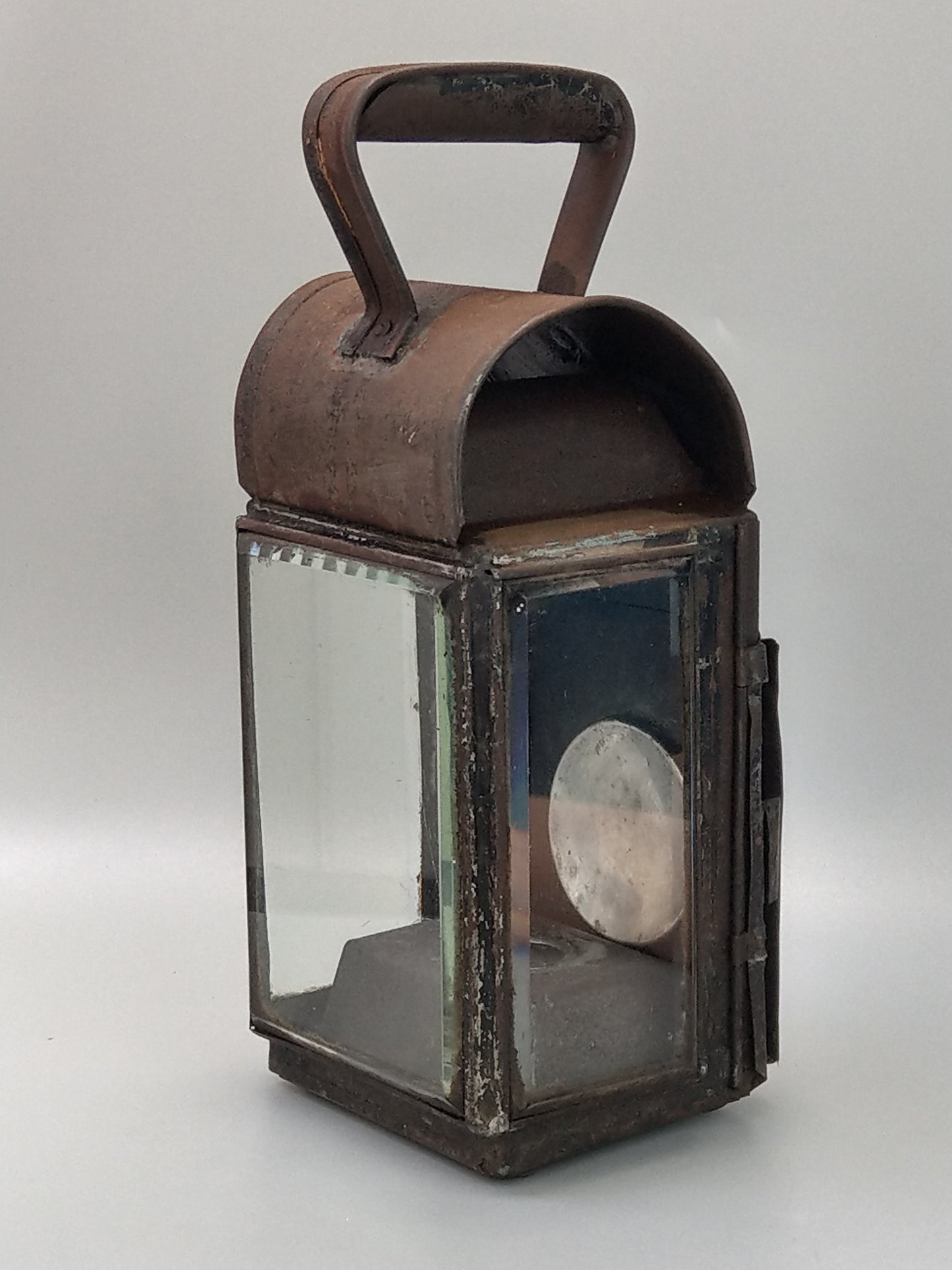 Victorian Railway Carriage oil Lamp with bevelled glass panels