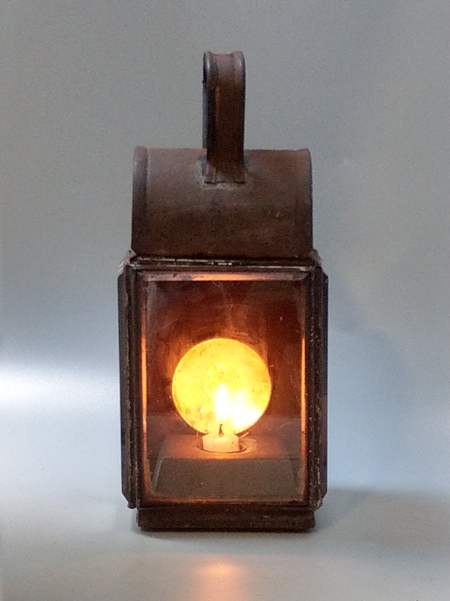 Victorian Railway Carriage oil Lamp with bevelled glass panels