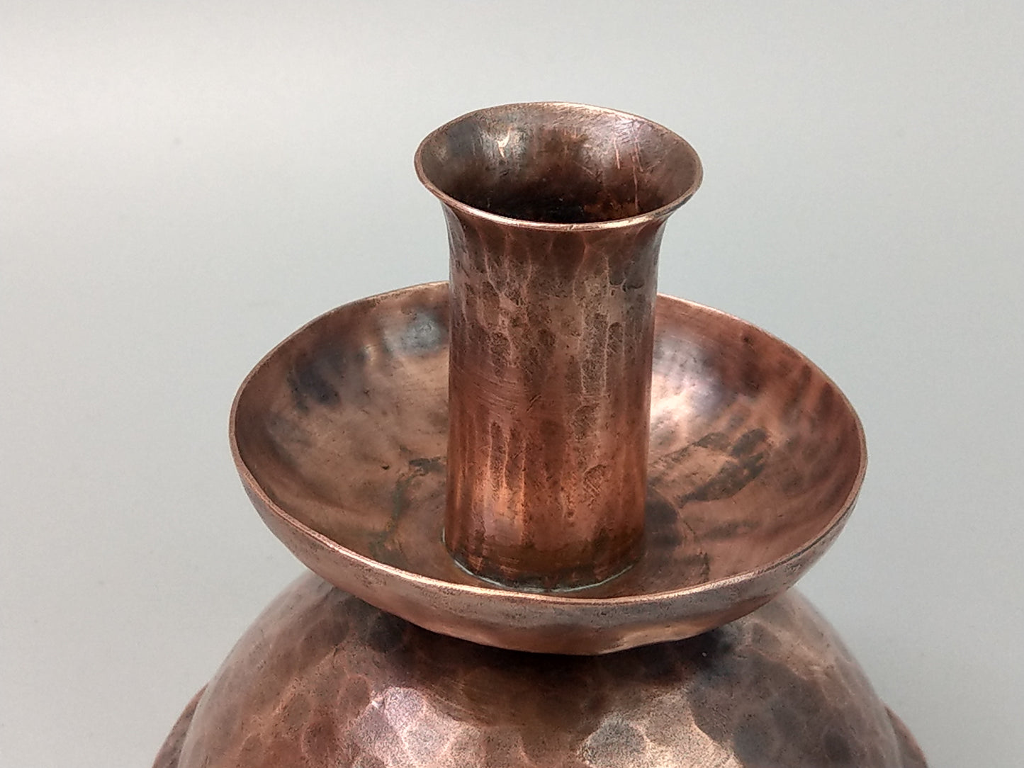 Small Arts and Crafts Hammered Copper candlestick