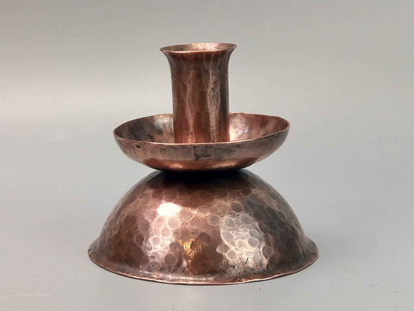 Small Arts and Crafts Hammered Copper candlestick