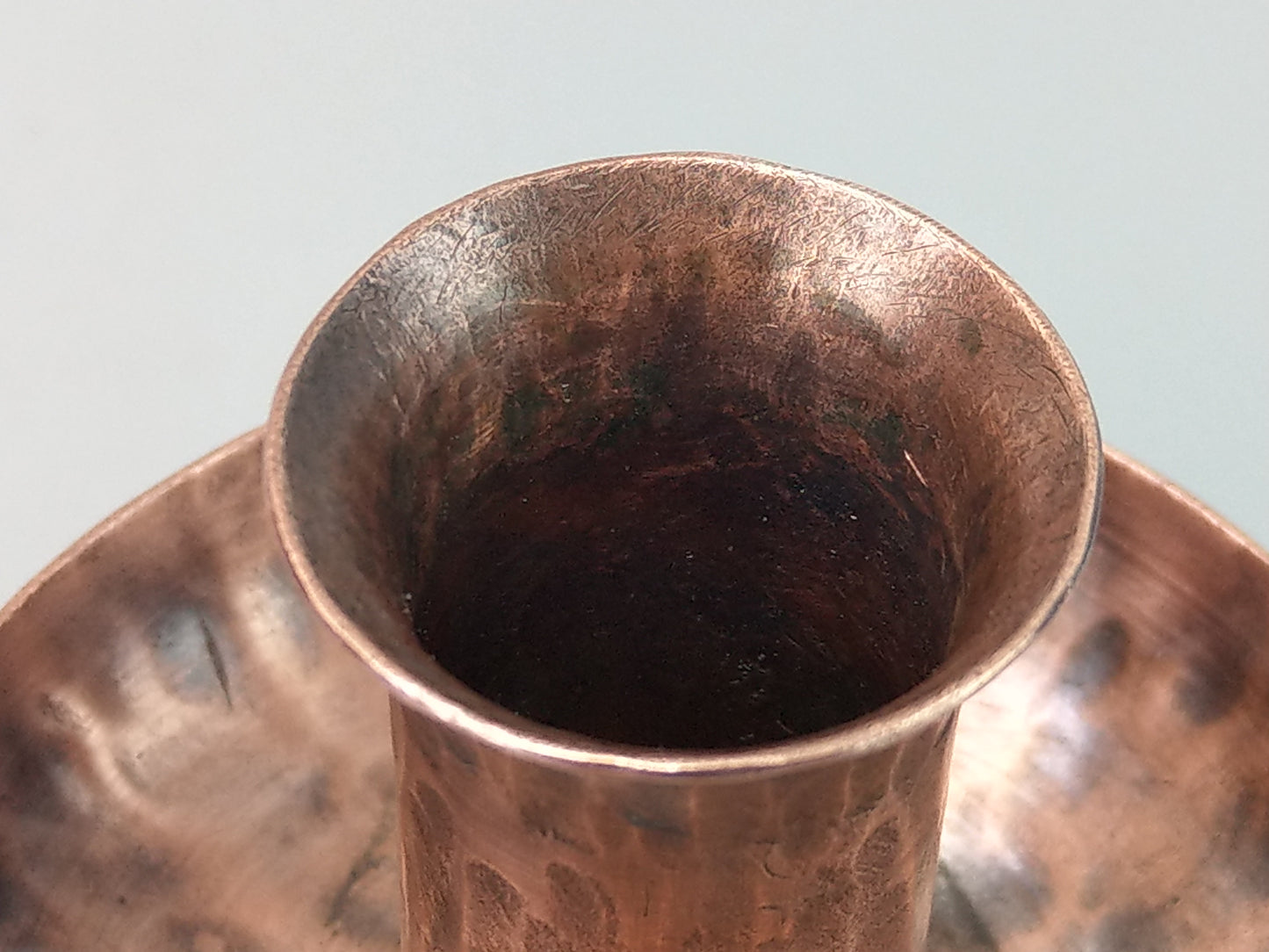 Small Arts and Crafts Hammered Copper candlestick