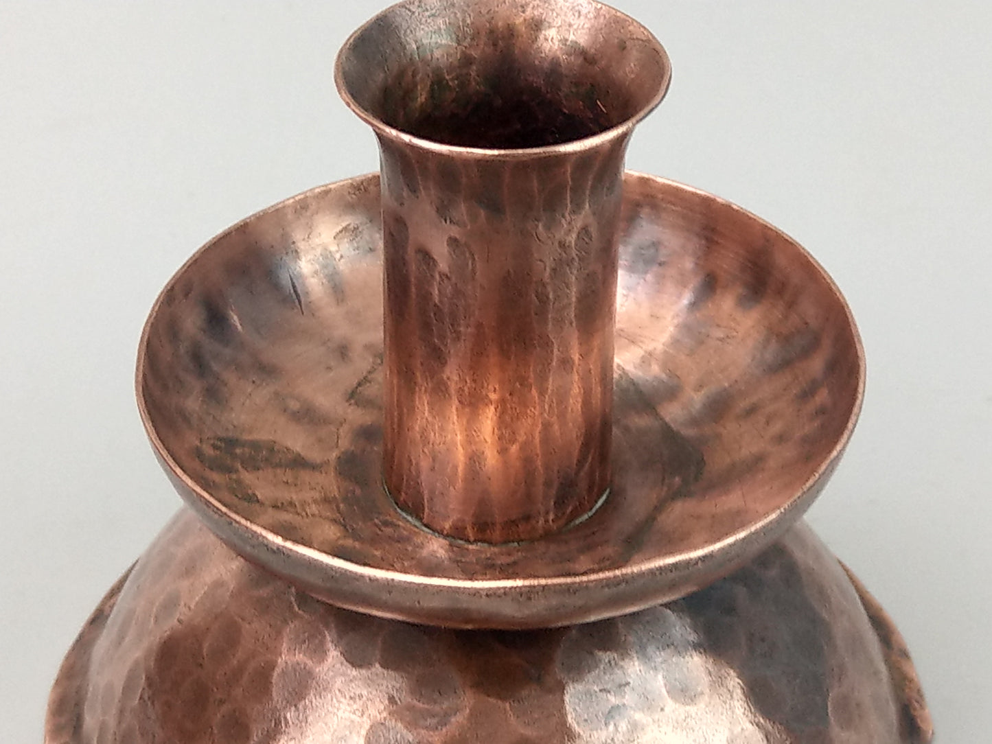 Small Arts and Crafts Hammered Copper candlestick