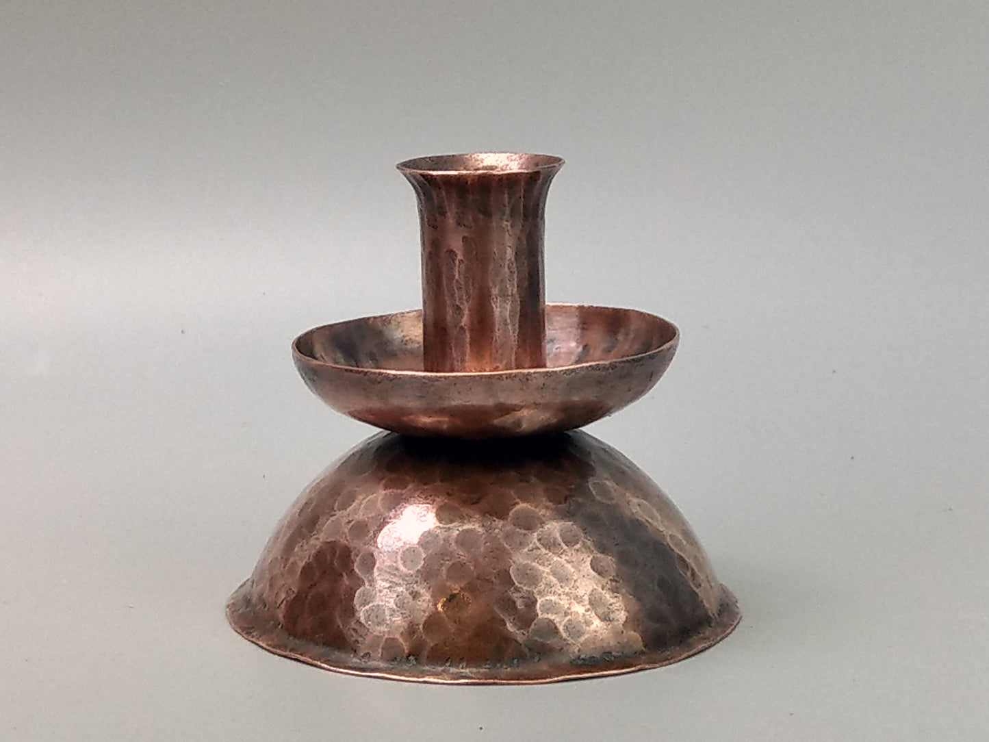 Small Arts and Crafts Hammered Copper candlestick