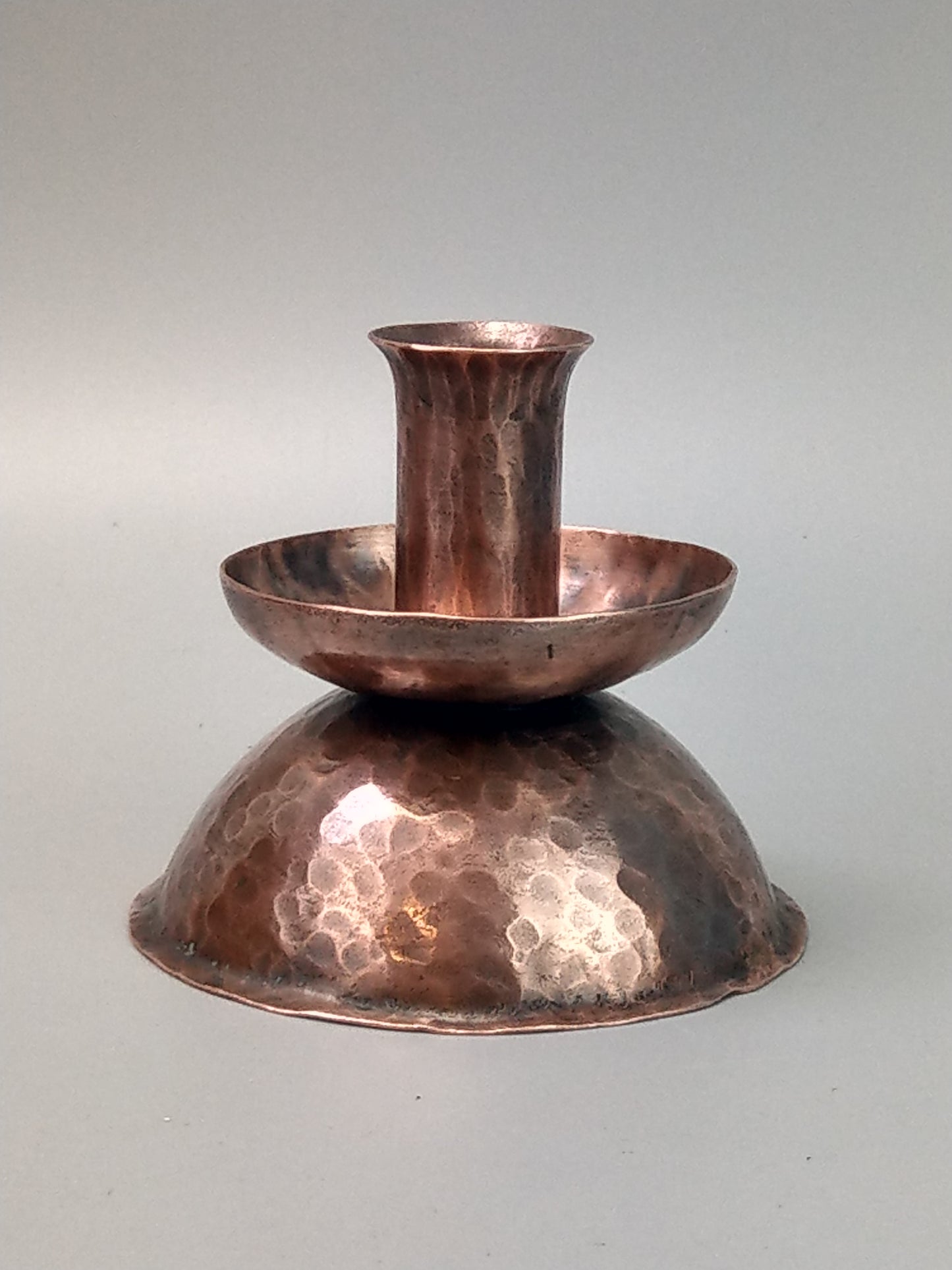 Small Arts and Crafts Hammered Copper candlestick