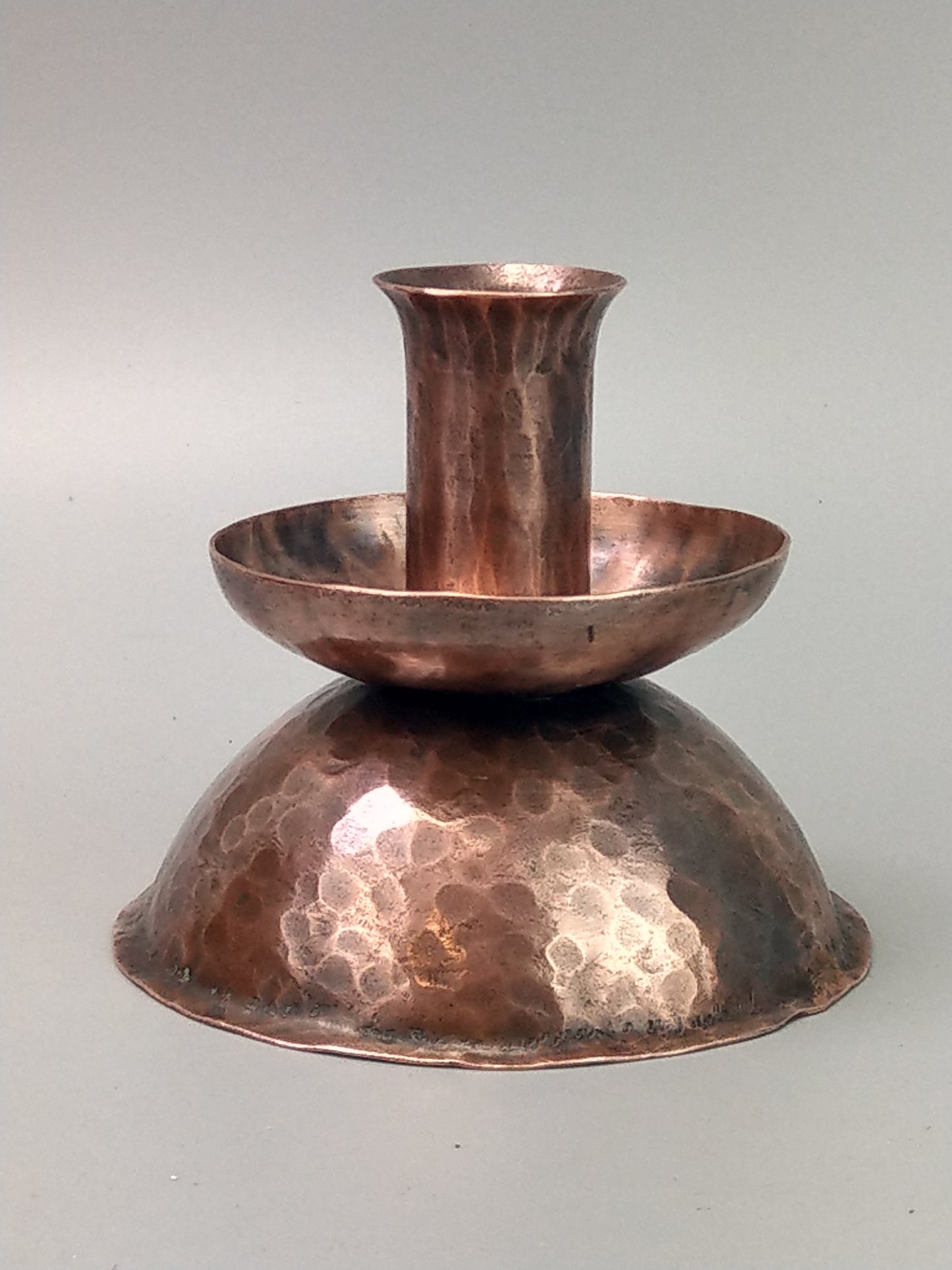 Small Arts and Crafts Hammered Copper candlestick