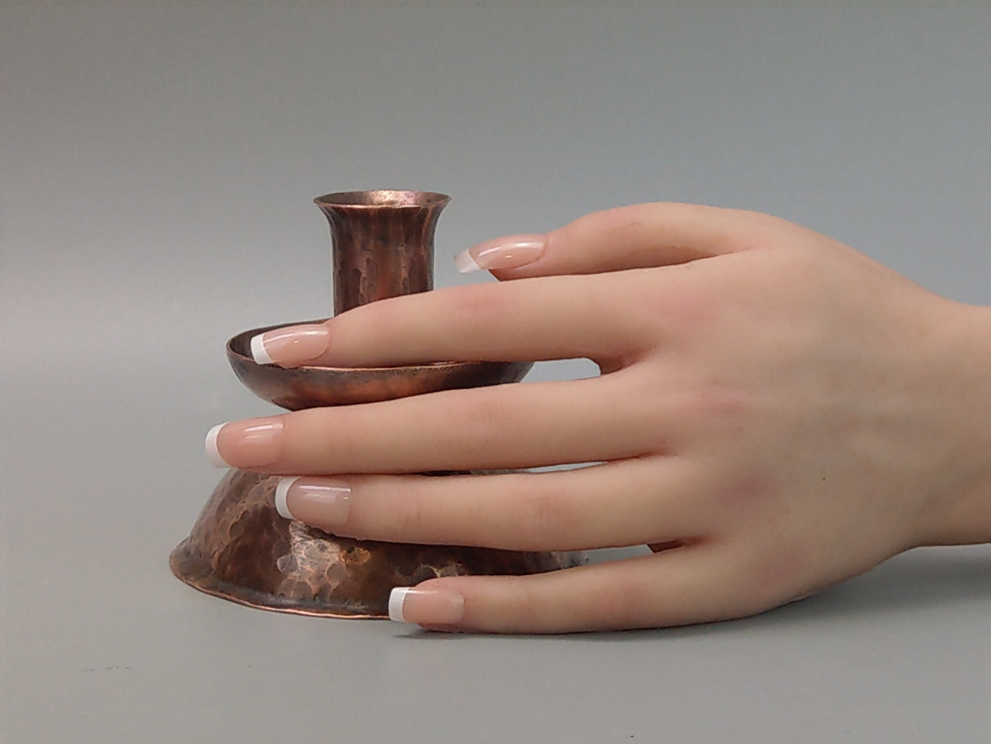 Small Arts and Crafts Hammered Copper candlestick