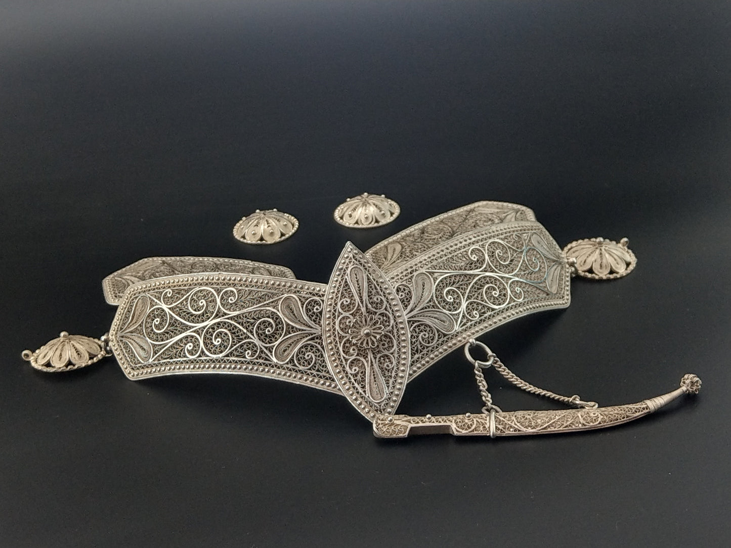 Rusian Filigree Sterling Silver Belt buckle c1900