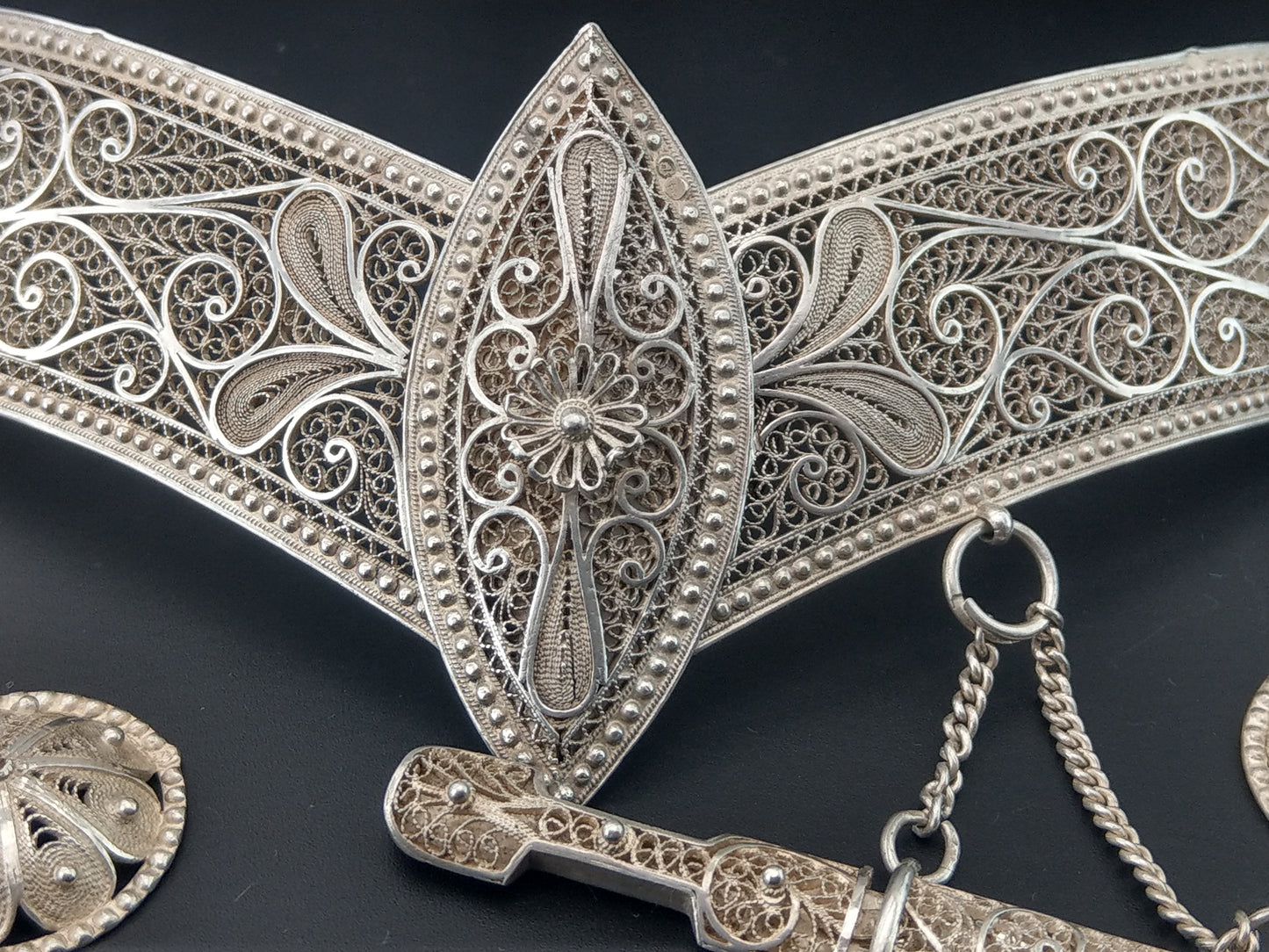 Rusian Filigree Sterling Silver Belt buckle c1900