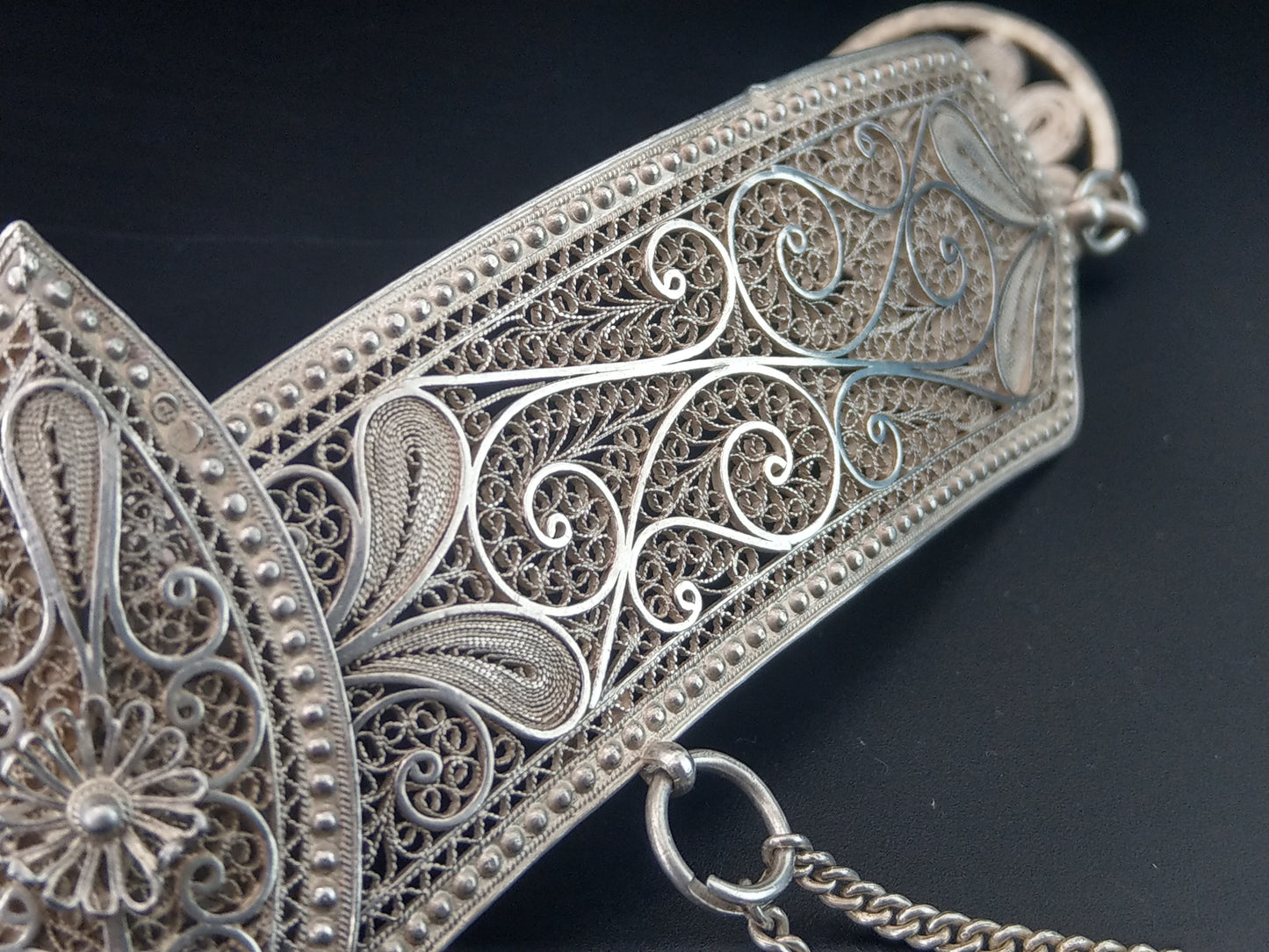 Rusian Filigree Sterling Silver Belt buckle c1900