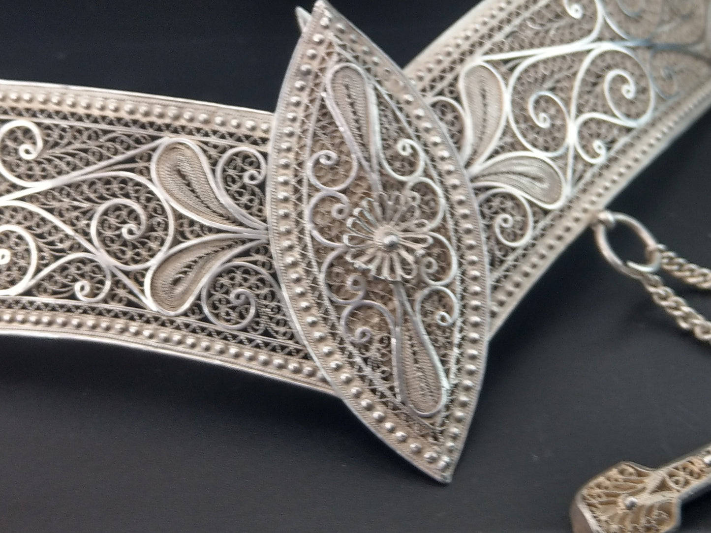 Rusian Filigree Sterling Silver Belt buckle c1900