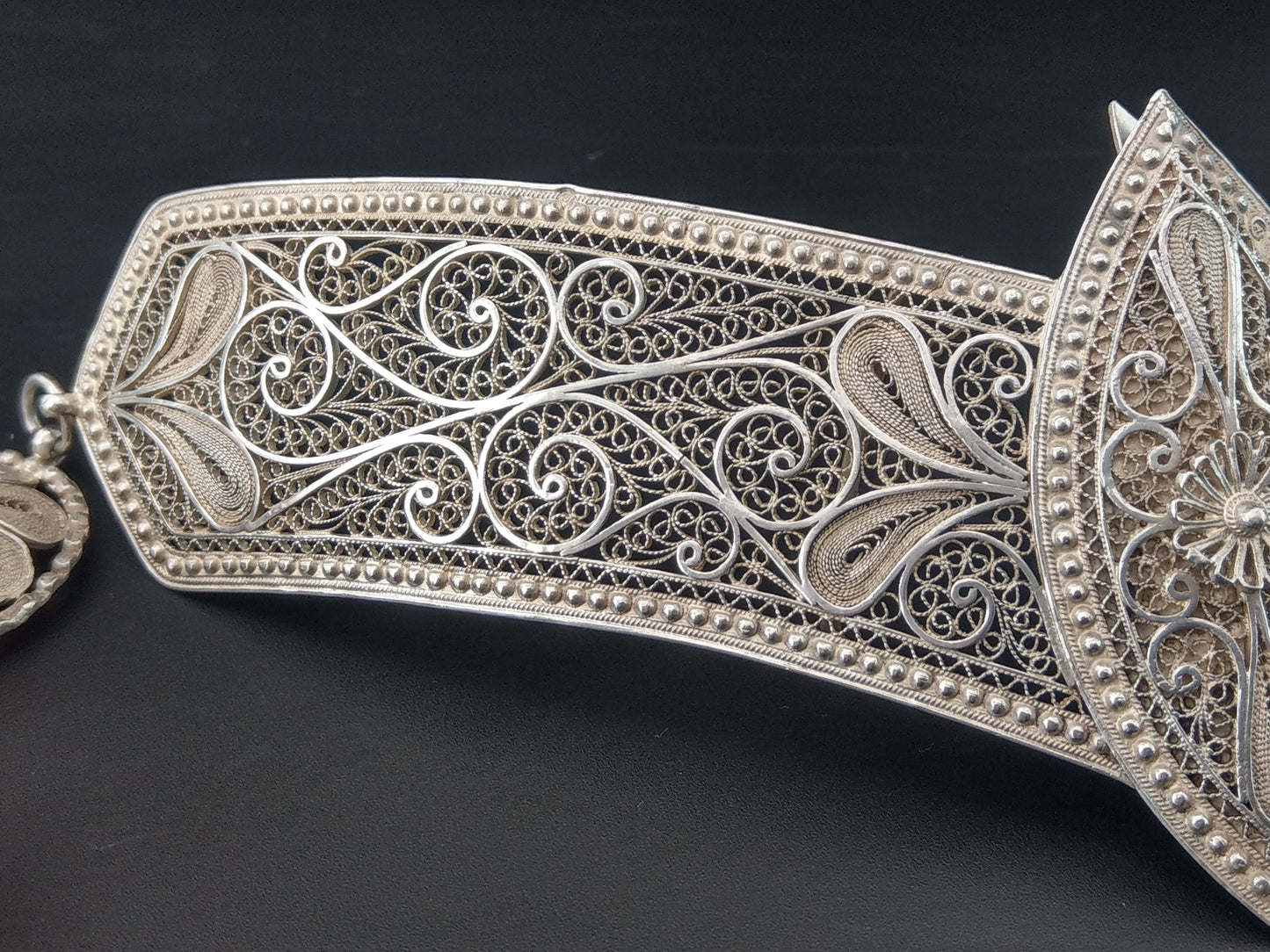 Rusian Filigree Sterling Silver Belt buckle c1900