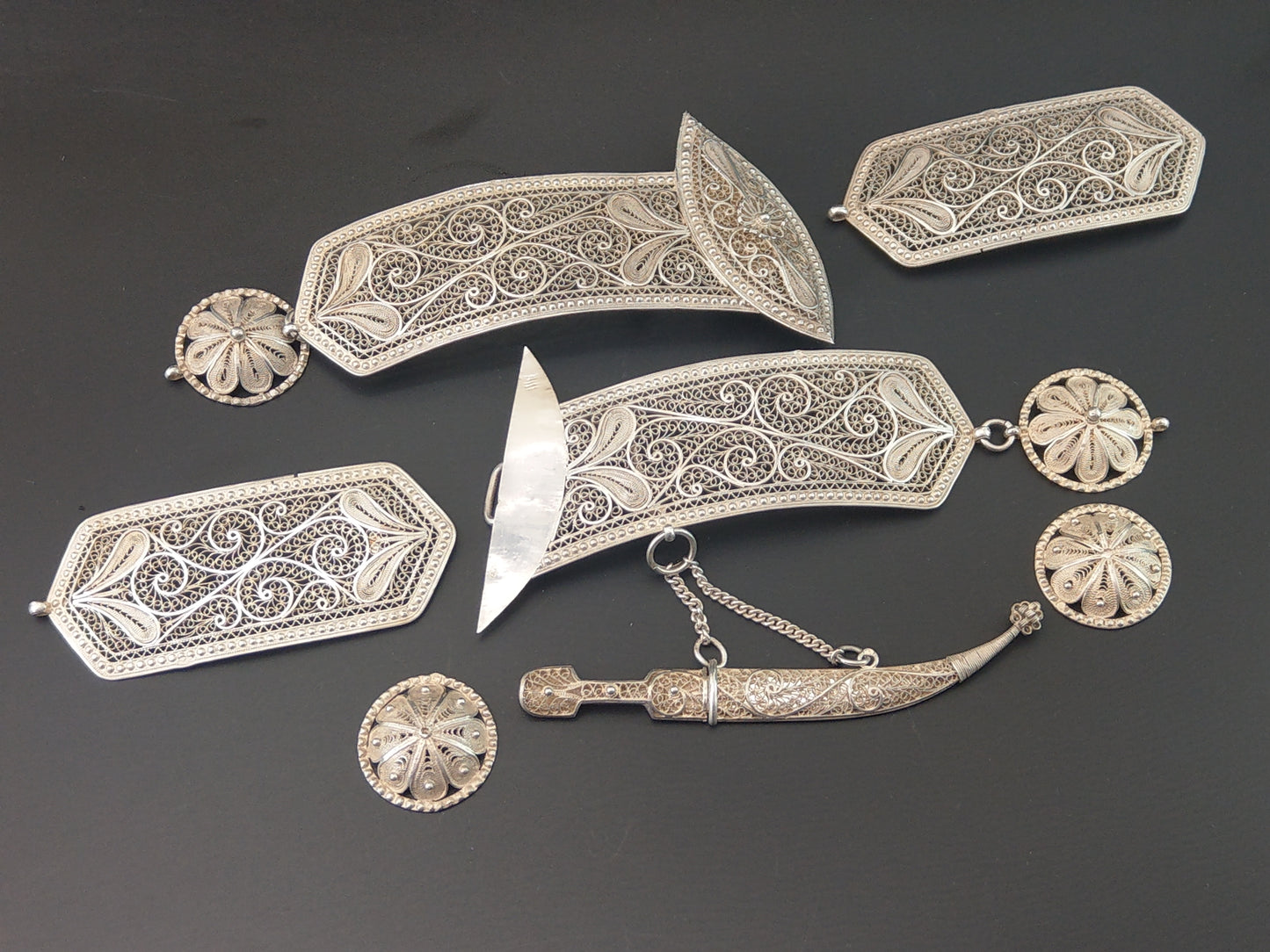 Rusian Filigree Sterling Silver Belt buckle c1900