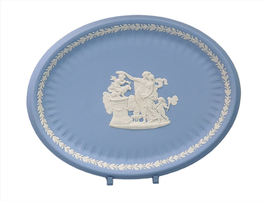 Blue Owal tray Jasperware Wedgwood Sacrifice group motif  