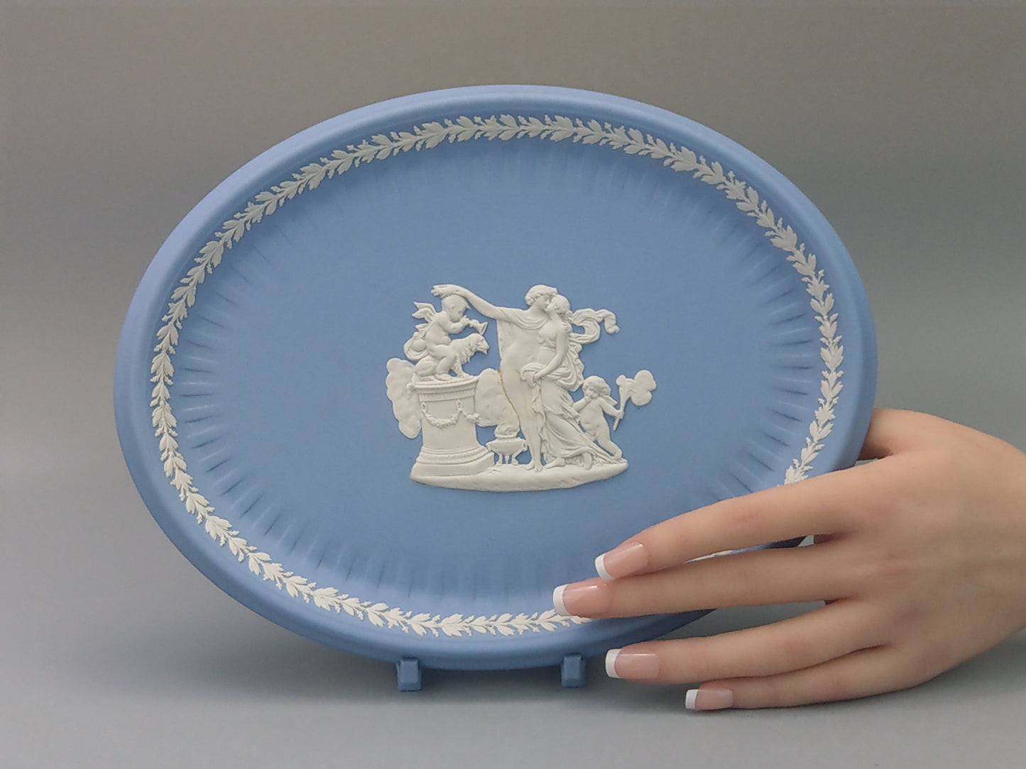 Blue Owal tray Jasperware Wedgwood Sacrifice group motif