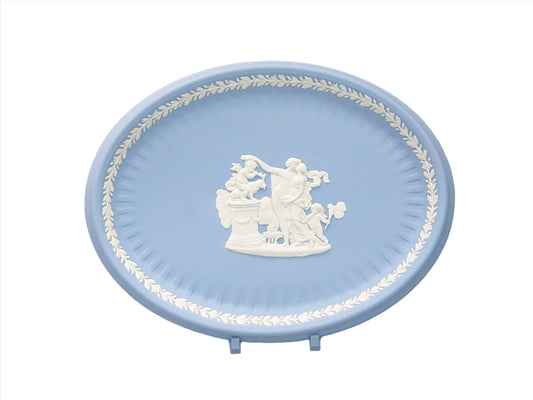 Blue Owal tray Jasperware Wedgwood Greek scenes