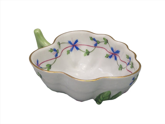 herend cornflower, herend sugar bowl, leaf shaped bowl, sugar bowl, Open Sugar Bowl,