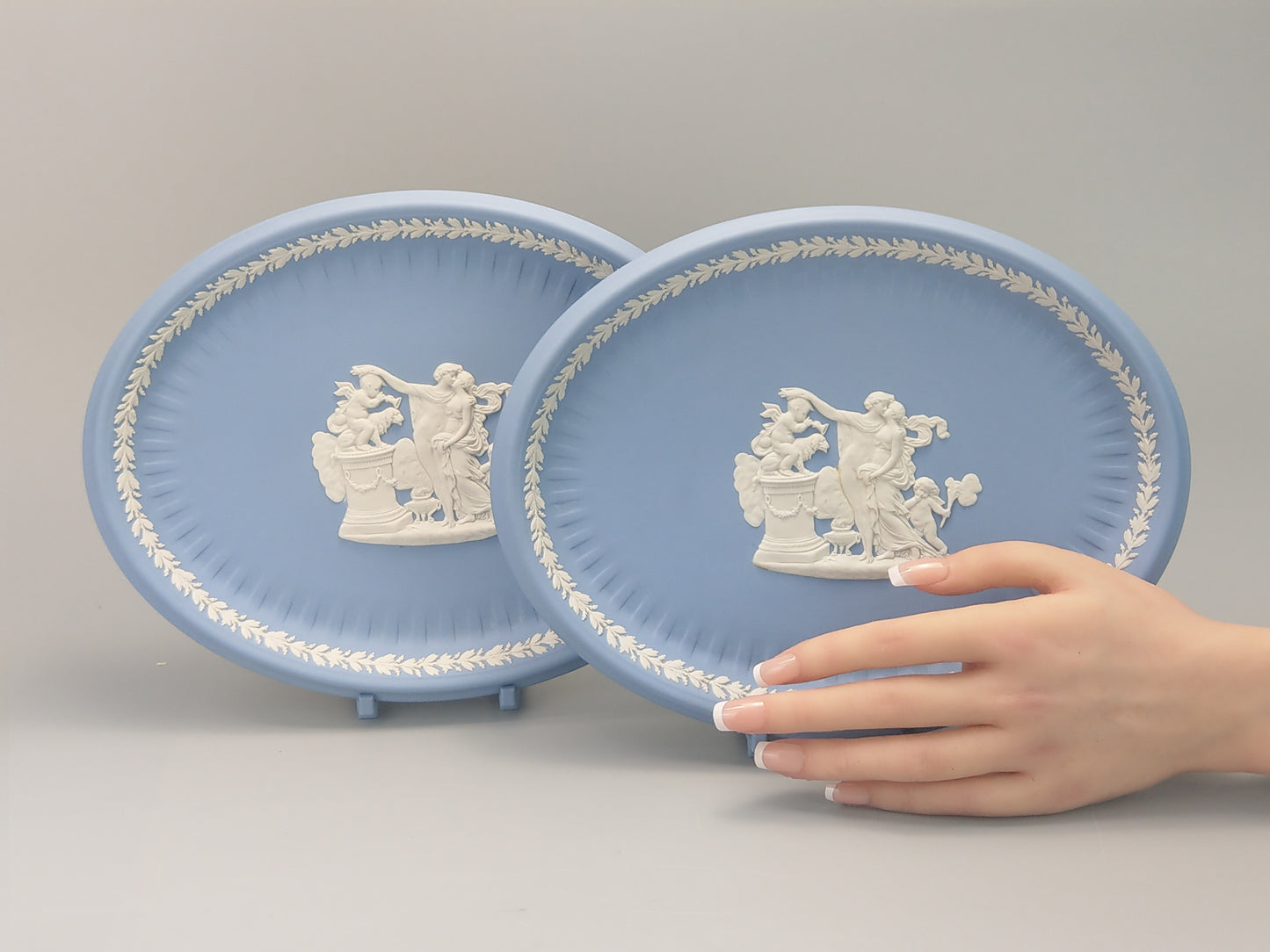 Blue Owal tray Jasperware Wedgwood Sacrifice group motif