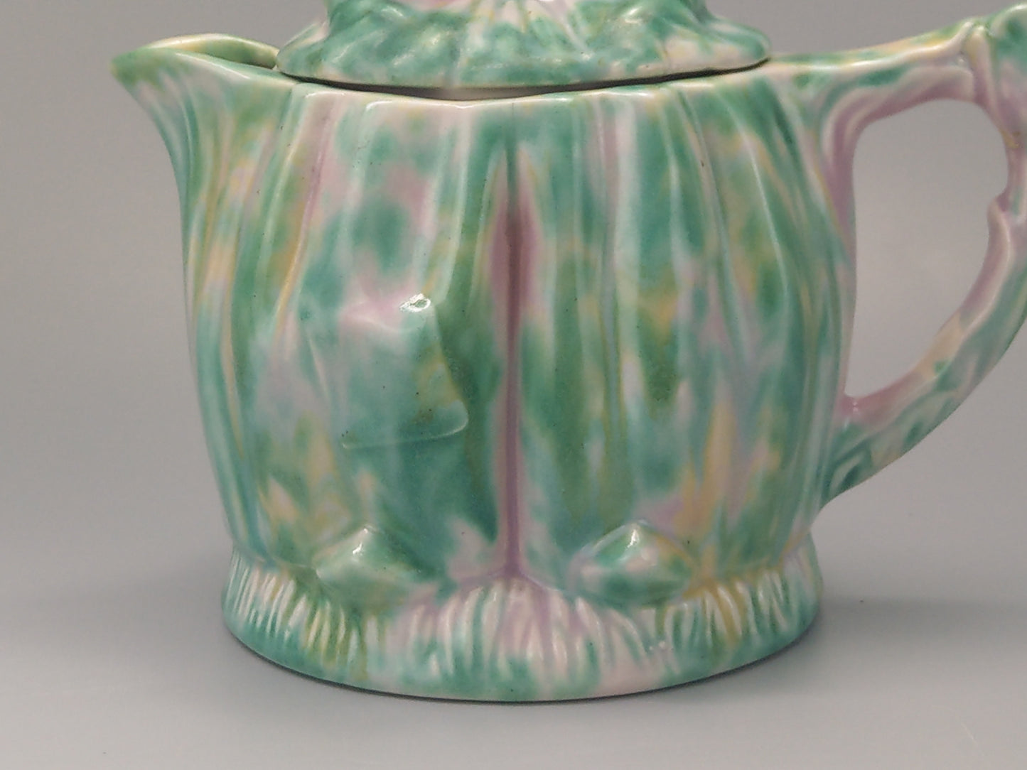 Novelty Green and Pink Mottled Teapot Dutch Boy by Arthur Wood