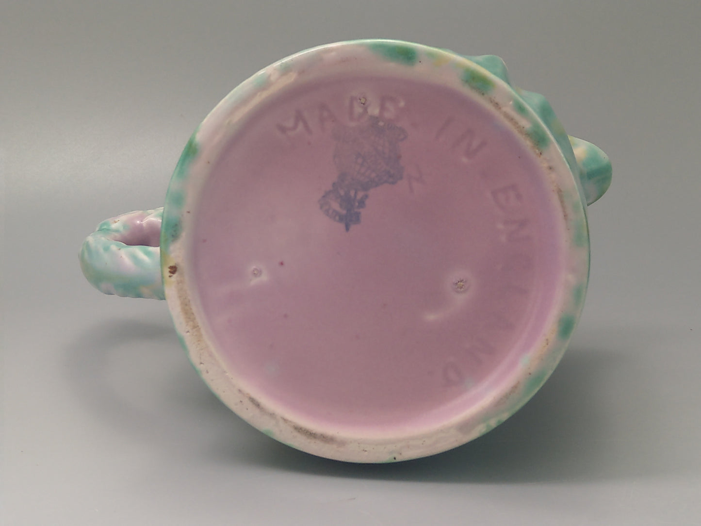 Novelty Green and Pink Mottled Teapot Dutch Boy by Arthur Wood